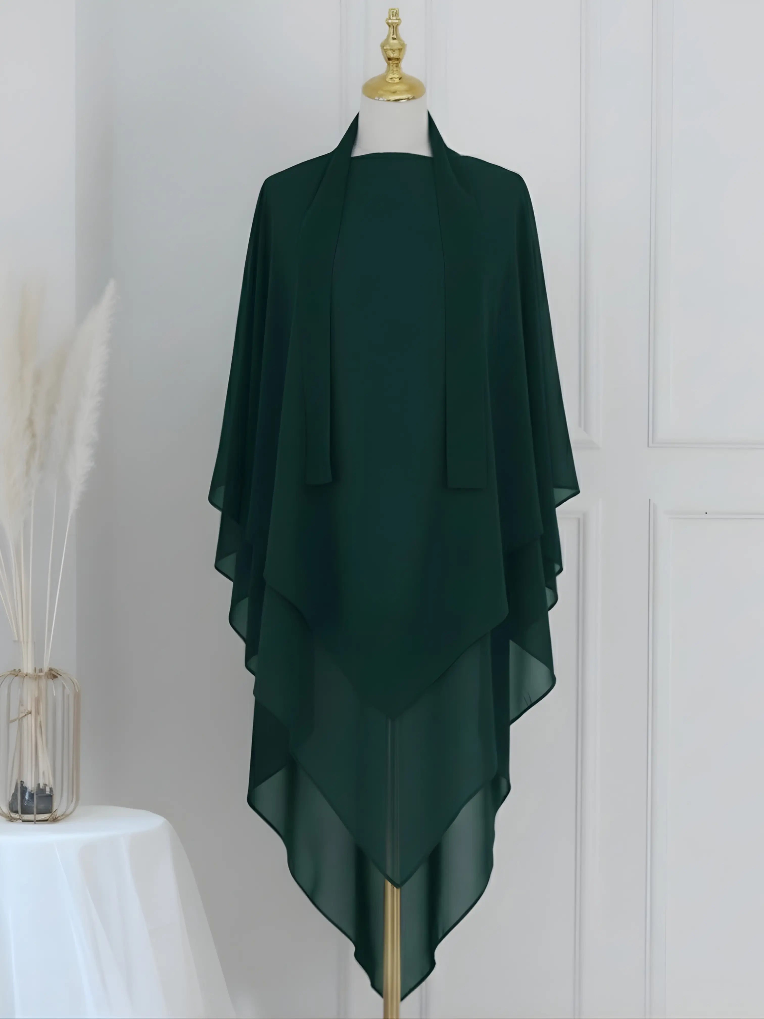 Bottle Green - Two Layer Khimar Set