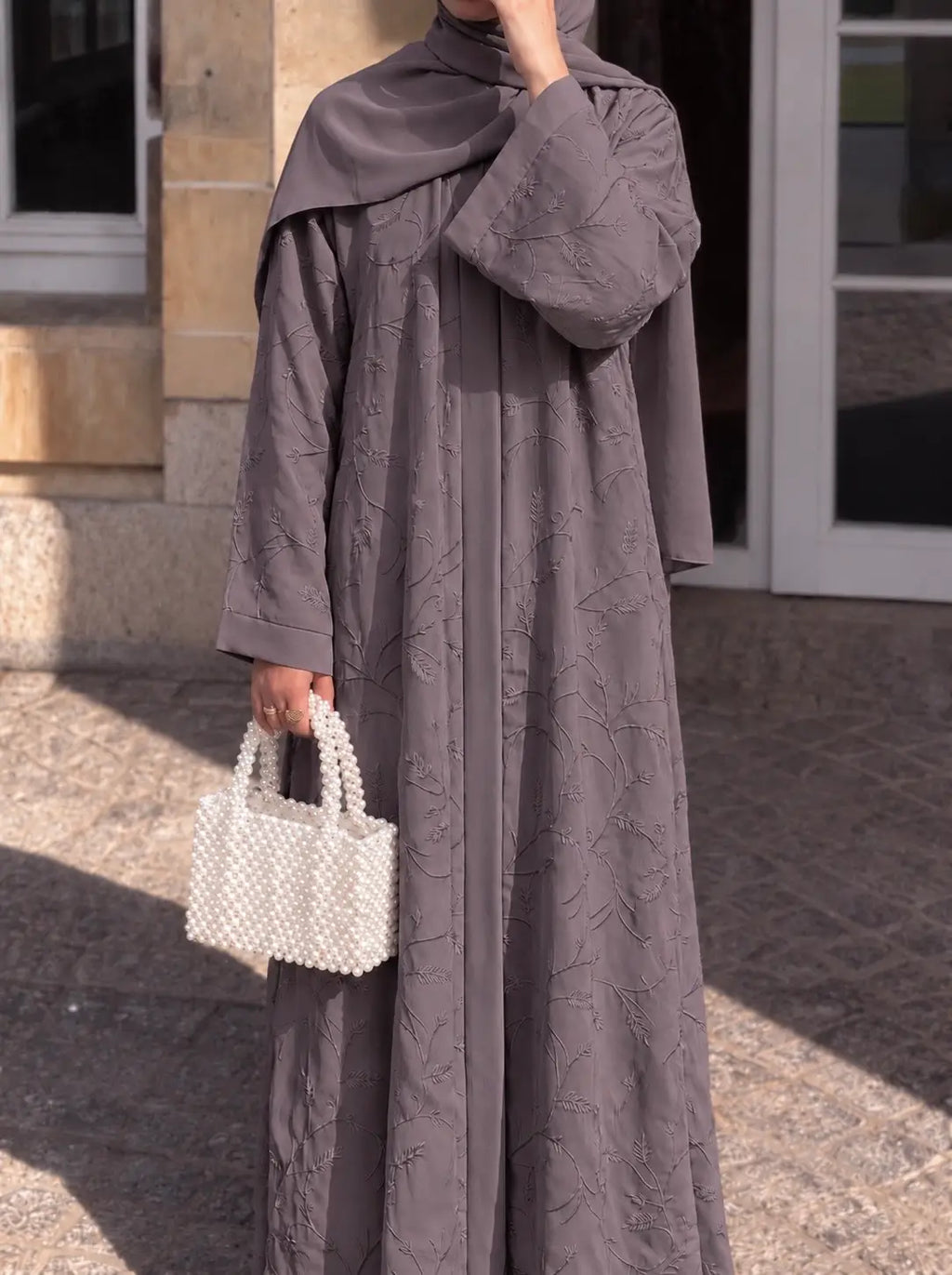 Botanical Luxe Abaya - Mocha Taupe HJ1754
