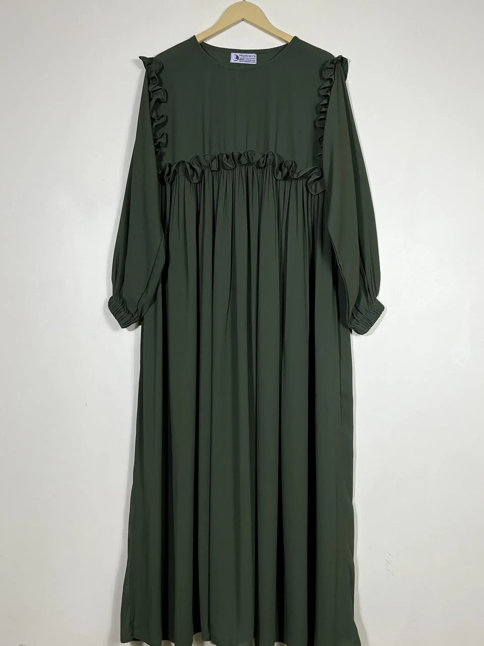 Olive Green - Front Frill Design Abaya HJ0528