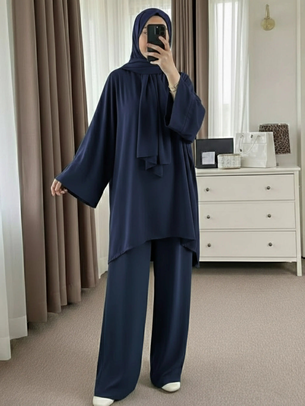 Navy Blue - Modest Co-ord Set HJ1550