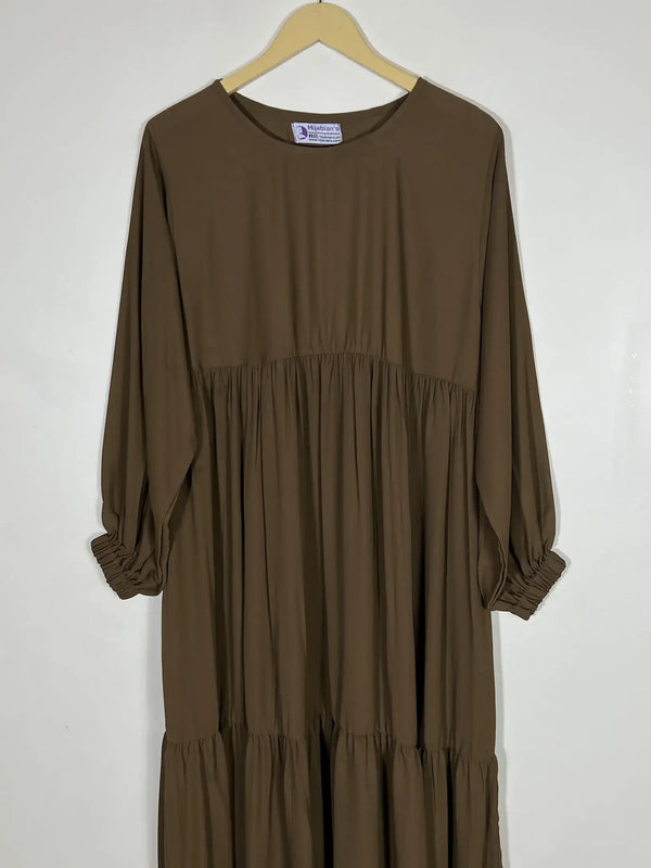 Brown - Frill Maxi Abaya HJ0531