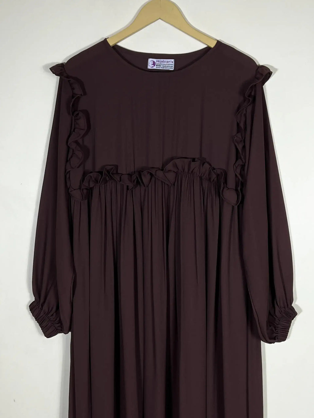 Coffee Brown - Front Frill Design Abaya HJ0527