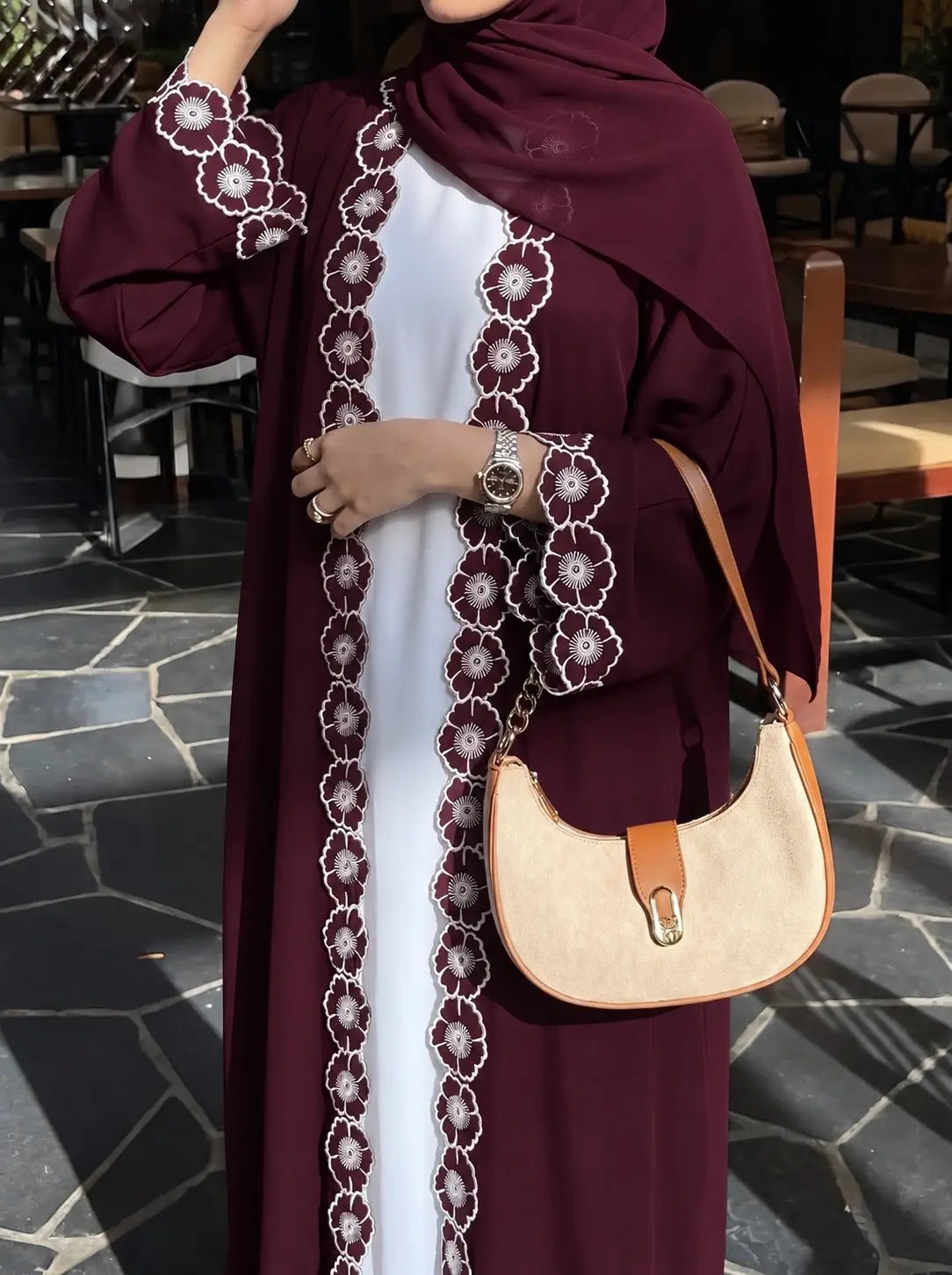 Mulberry - Fleur Embroidered Abaya HJ1717 Main image
