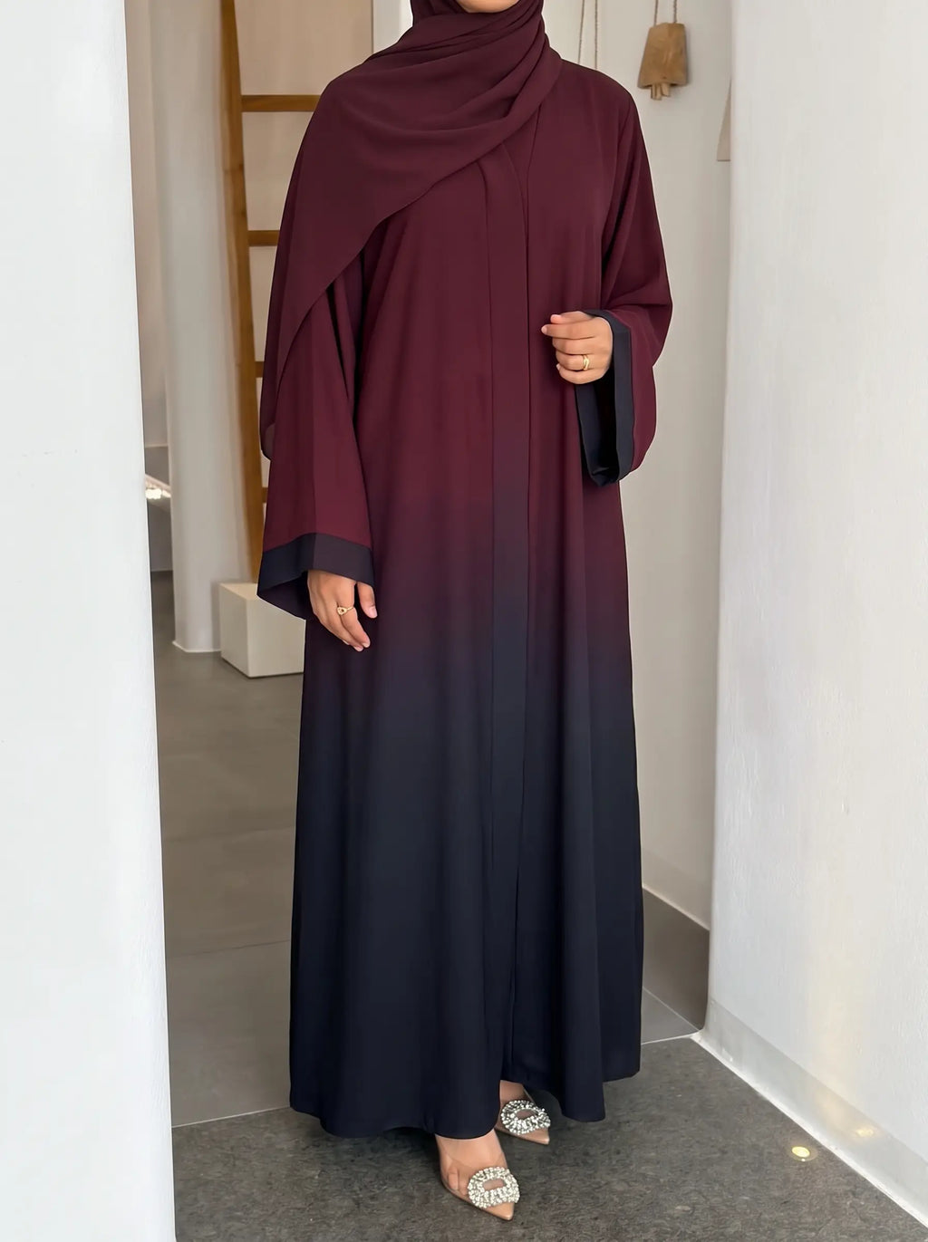 Maroon - Dual Essence Open Abaya HJ1677