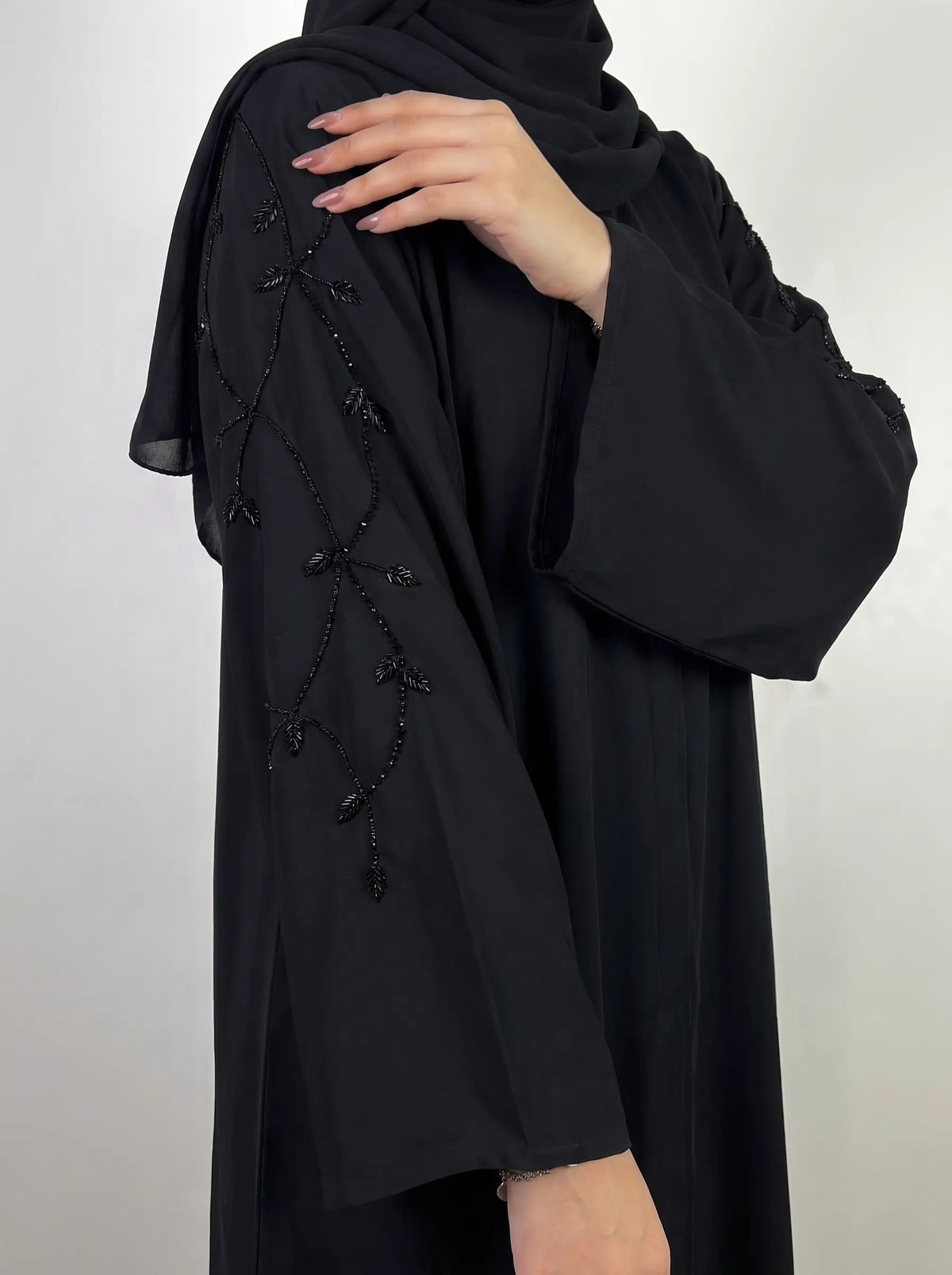 Black - Rania Luxe Abaya HJ1681 Main image