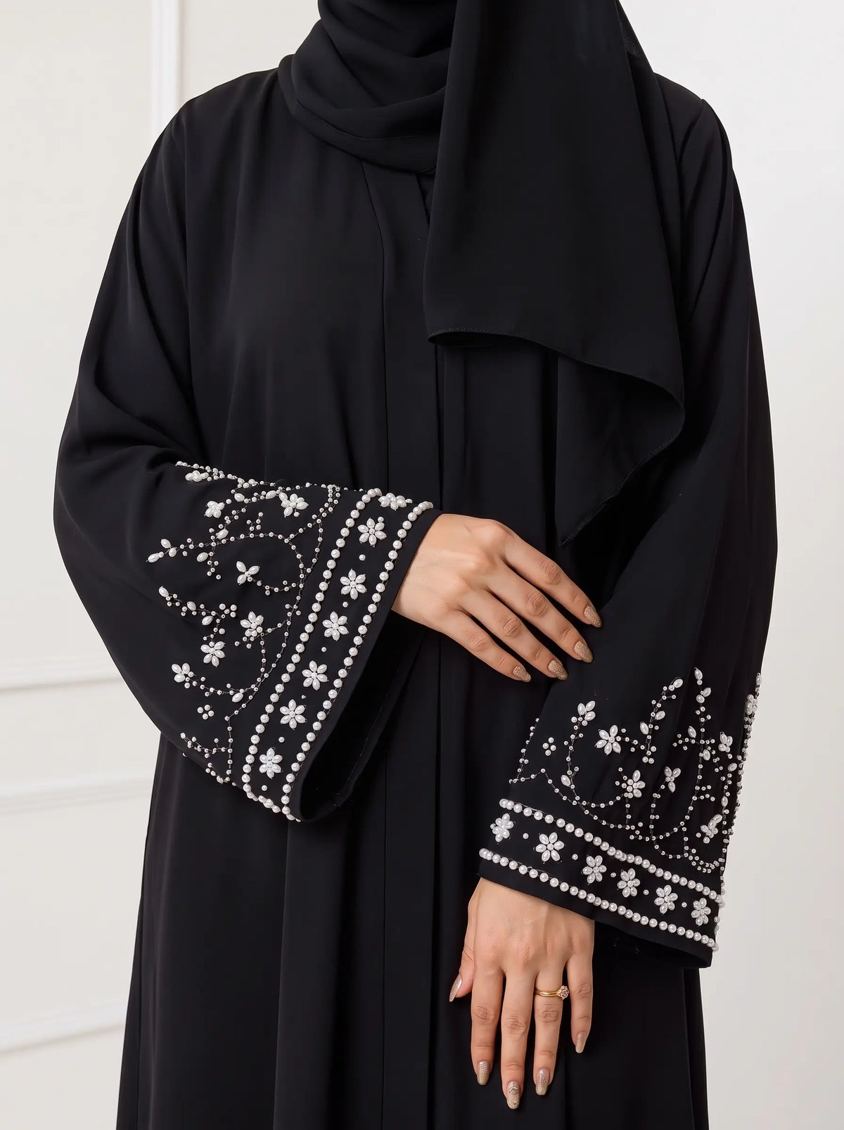 Black - Zahrat Muse Abaya HJ1678 Main image