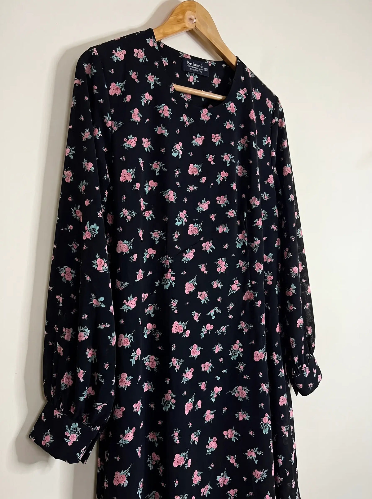 Black Floral Maxi Abaya - Rose Garden HJ1649