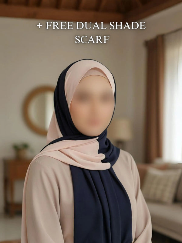 Dual Shade Luxe Abaya Set - HJ1420