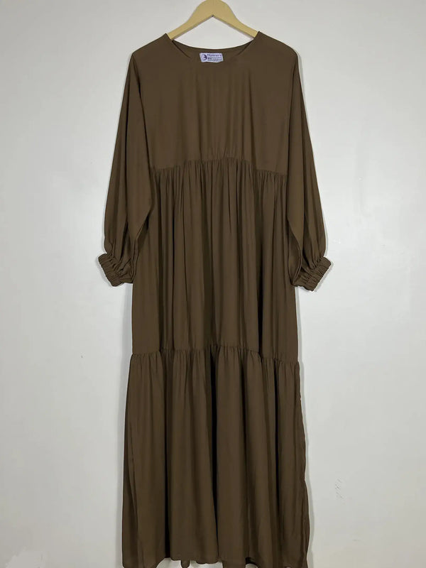 Brown - Frill Maxi Abaya HJ0531