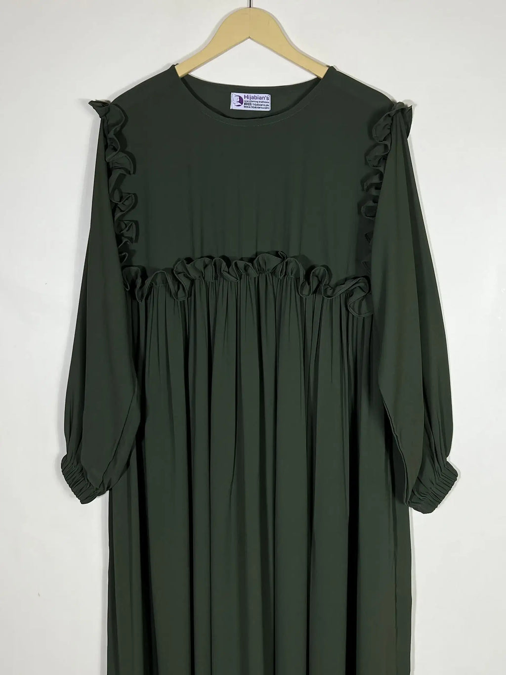 Olive Green - Front Frill Design Abaya HJ0528