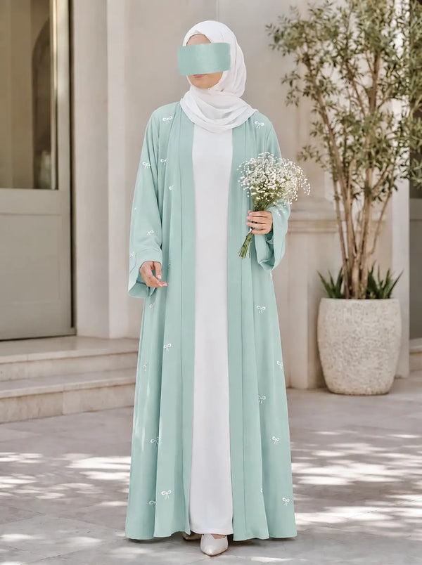 Aqua Mist - Classic Bow Abaya HJ1713