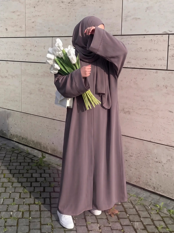 Mocha Taupe - Grace Open Abaya HJ1737