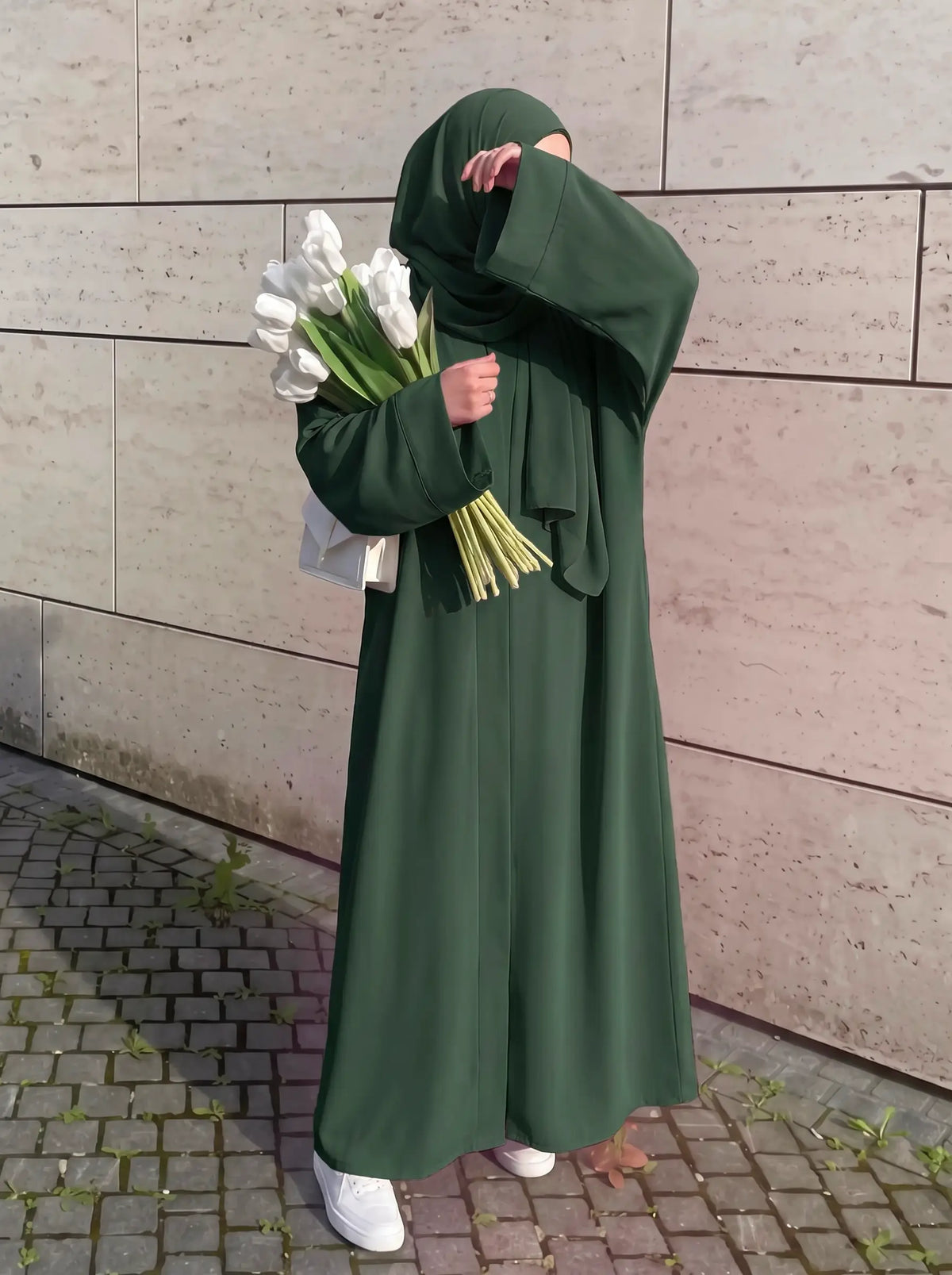 Olive Green - Grace Open Abaya HJ1738 Main image