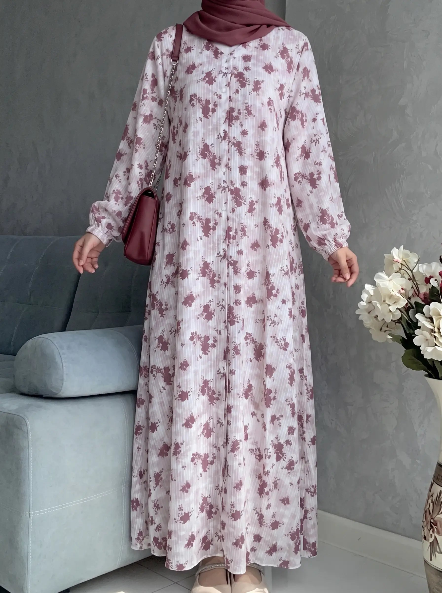 Pearl White - Arabic Lawn Abaya HJ1628