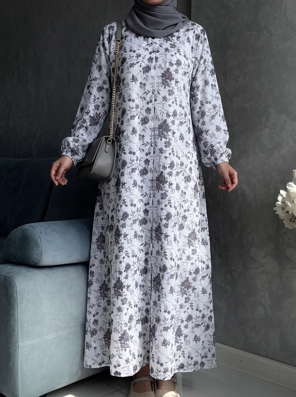 Frost White - Arabic Lawn Abaya HJ1620