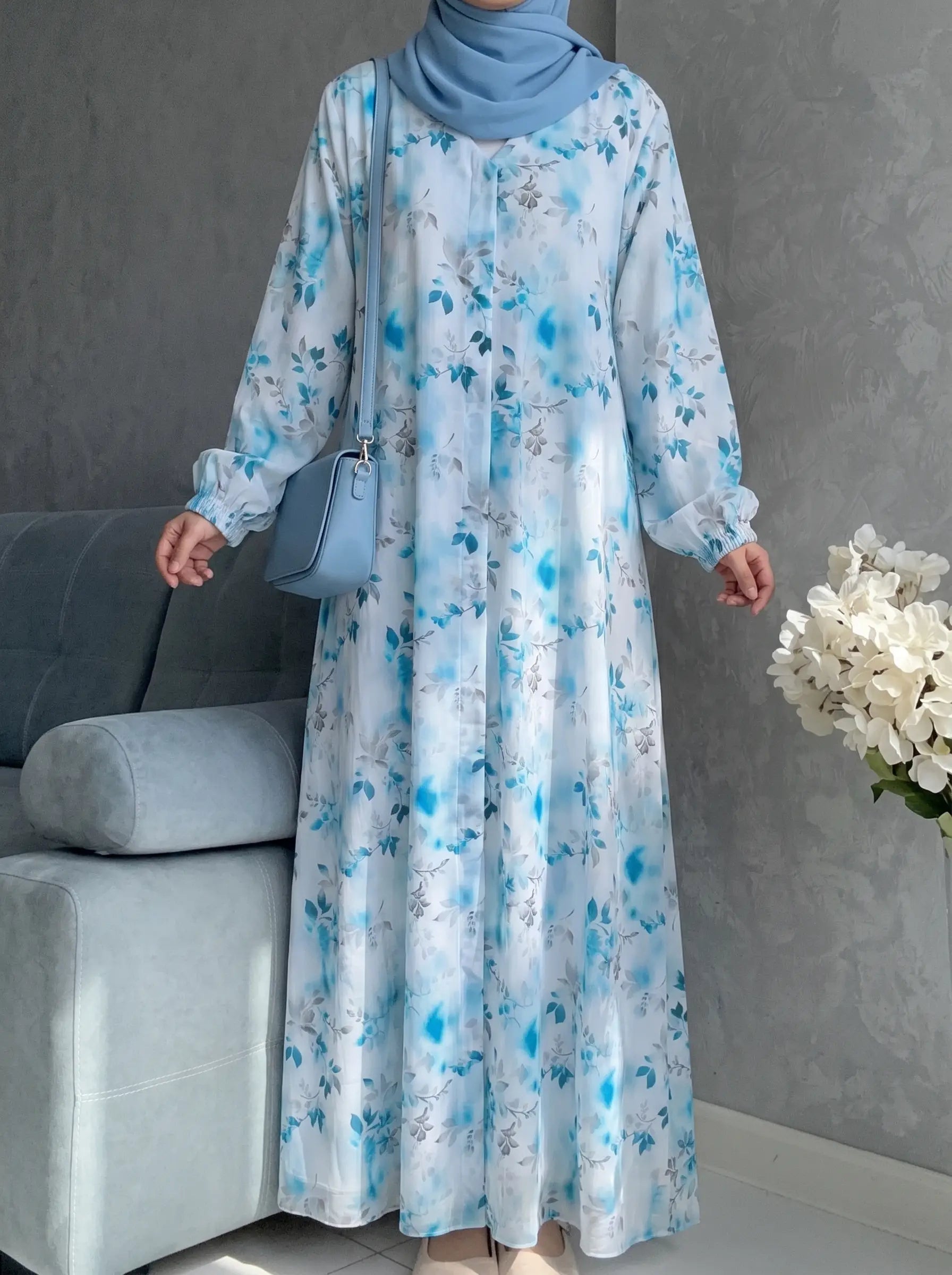 Arctic Sky - Arabic Lawn Abaya HJ1584