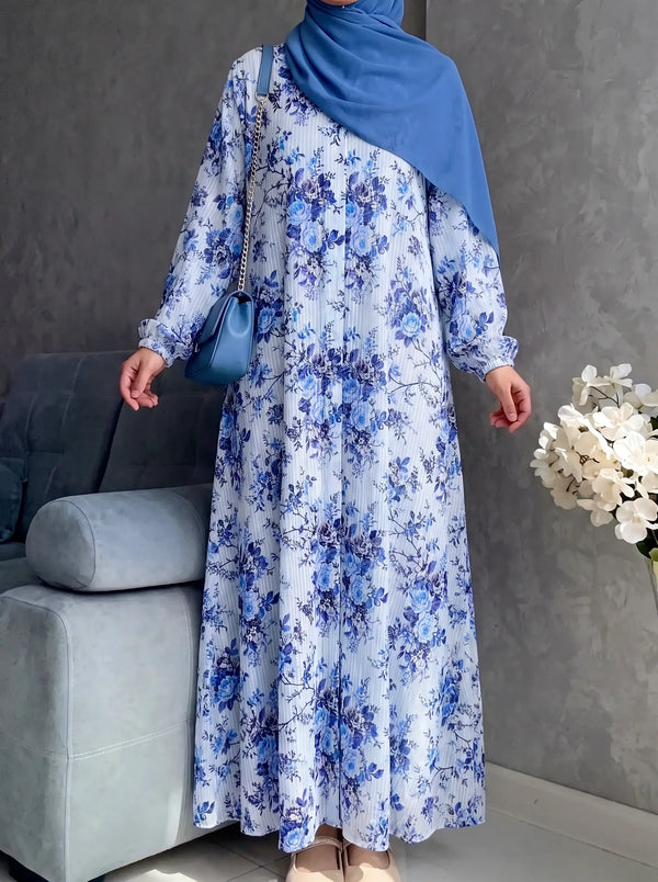 Cornflower Blue - Arabic Lawn Abaya HJ1730