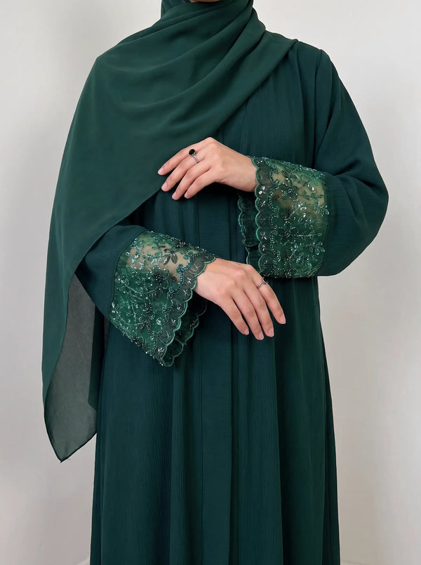 Bottle Green - Gleam of Reverie Abaya - HJ1721