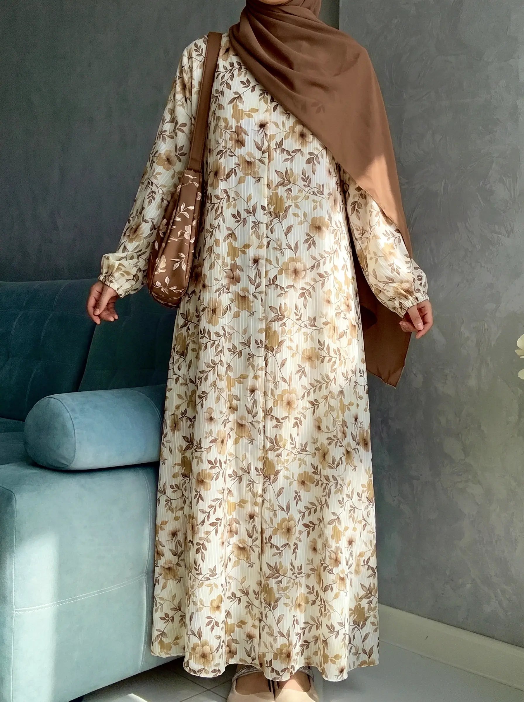 Beige Cream - Arabic Lawn Abaya HJ1690
