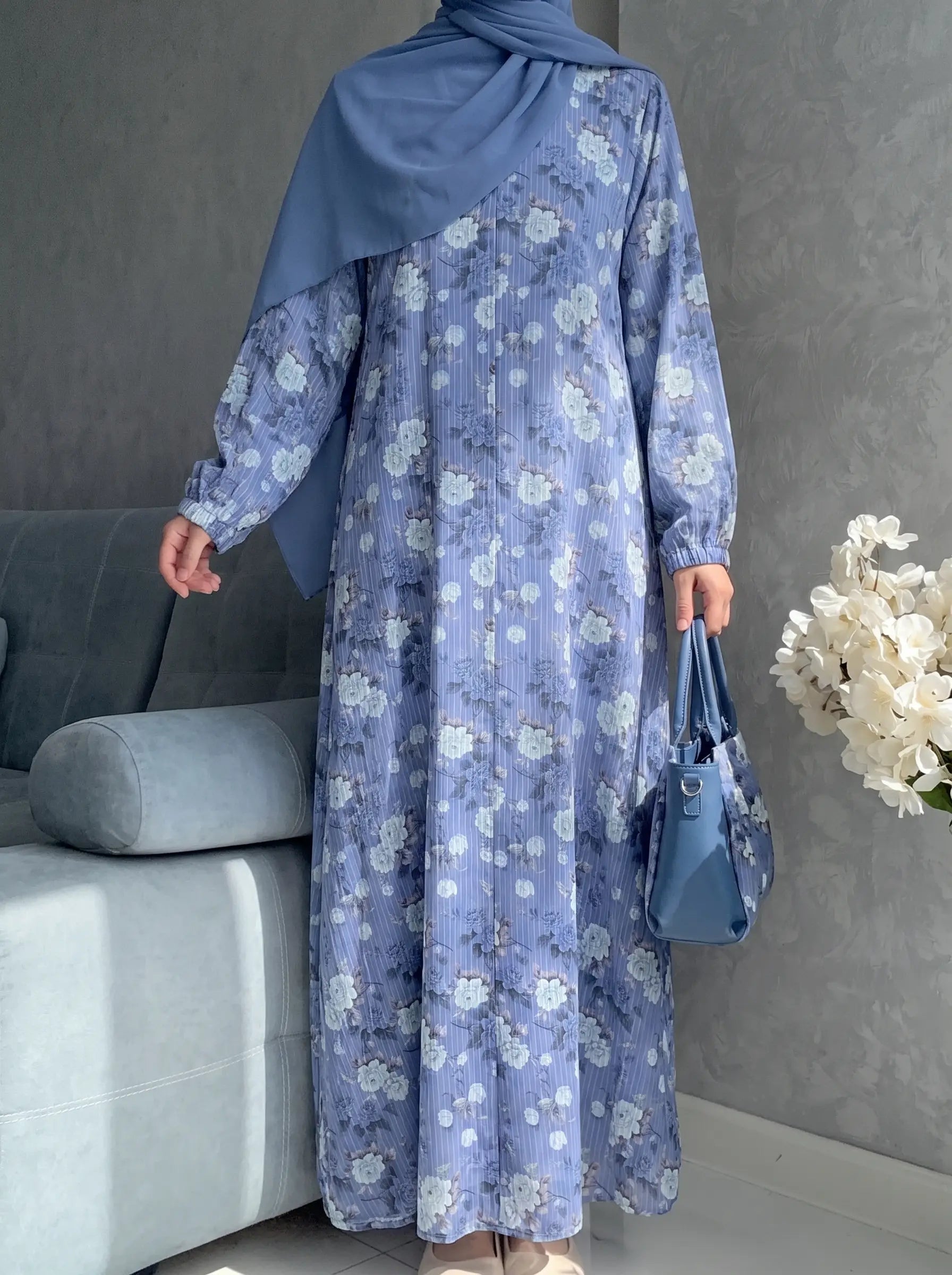 Lavender Blue - Arabic Lawn Abaya HJ1686