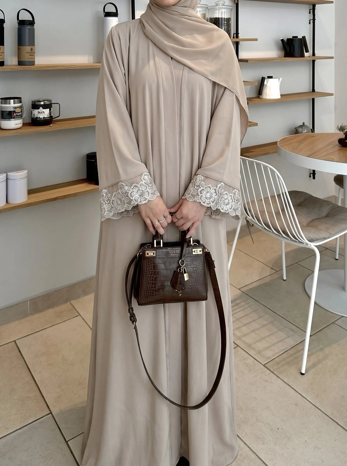 Pearl  Beige - Haneen Abaya HJ1719 Main image