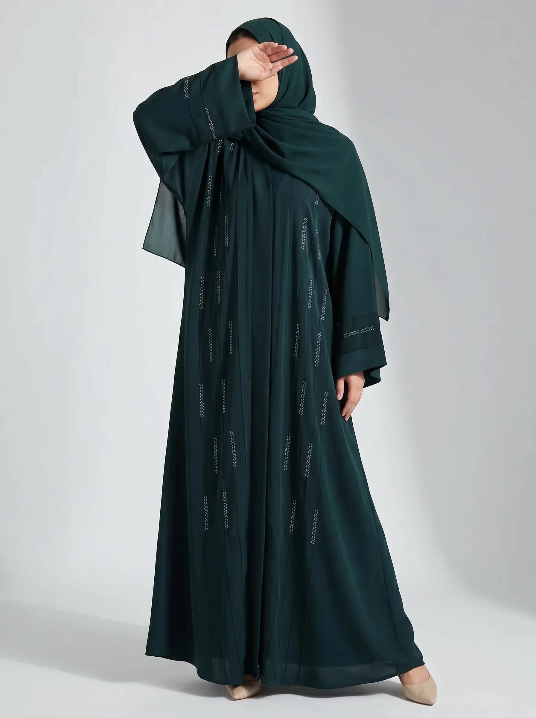 Bottle Green - Yasmin Abaya HJ1579 Secondary image