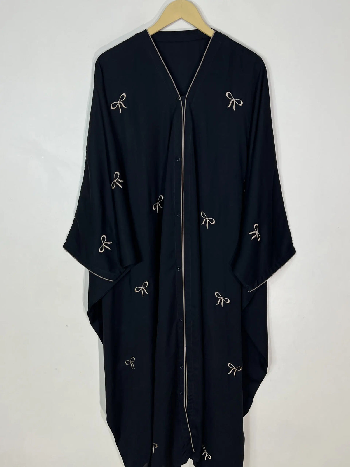 Beige - Butterfly Bow Abaya HJ1070 Main image