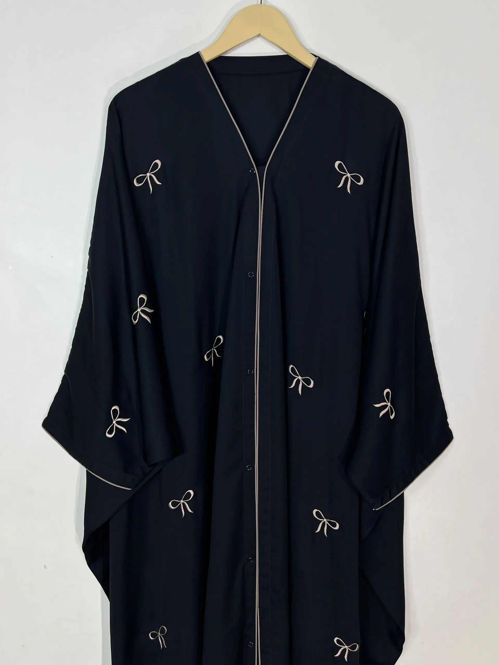 Beige - Butterfly Bow Abaya HJ1070 Secondary image