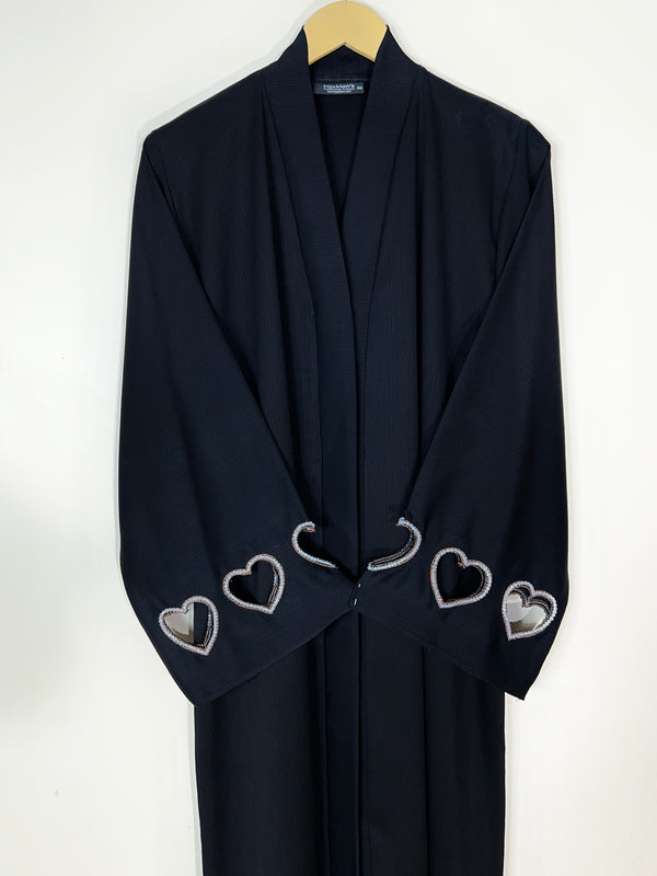 Black - Charmed Hearts Handwork Abaya HJ1354