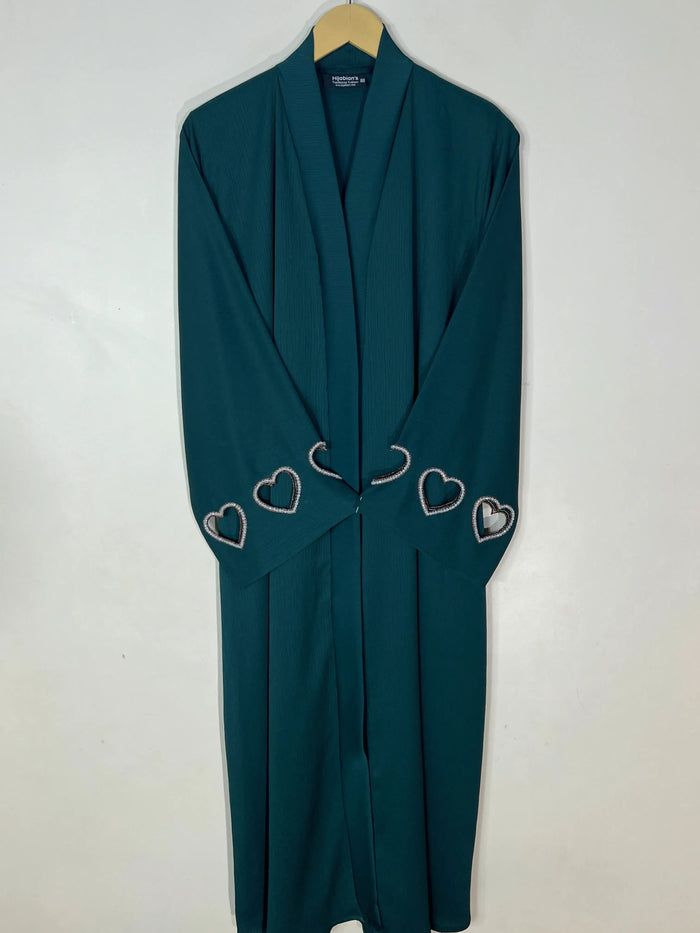 Bottle Green - Charmed Hearts Handwork Abaya HJ1715