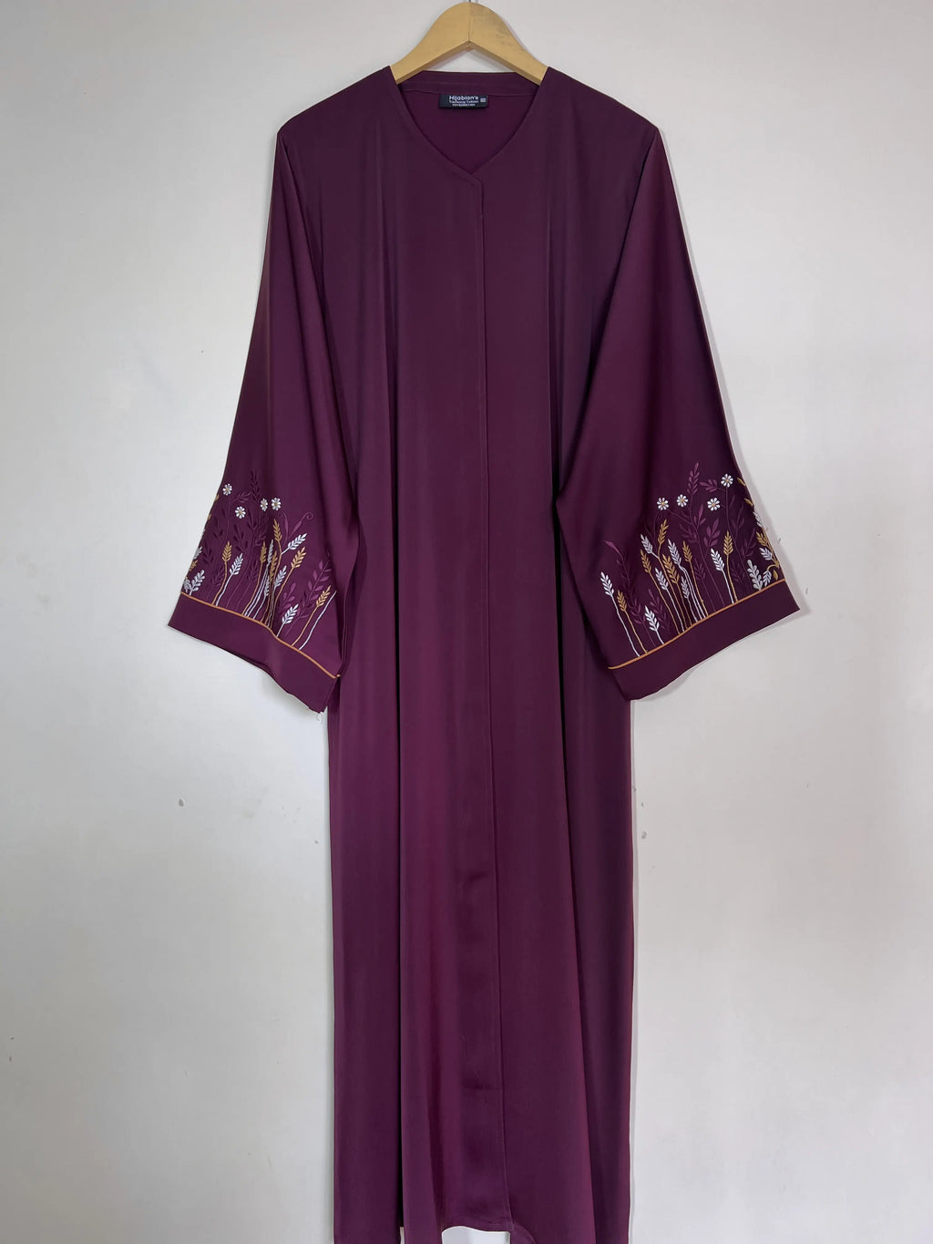 Maroon - Embroidered Bloom Abaya HJ1492