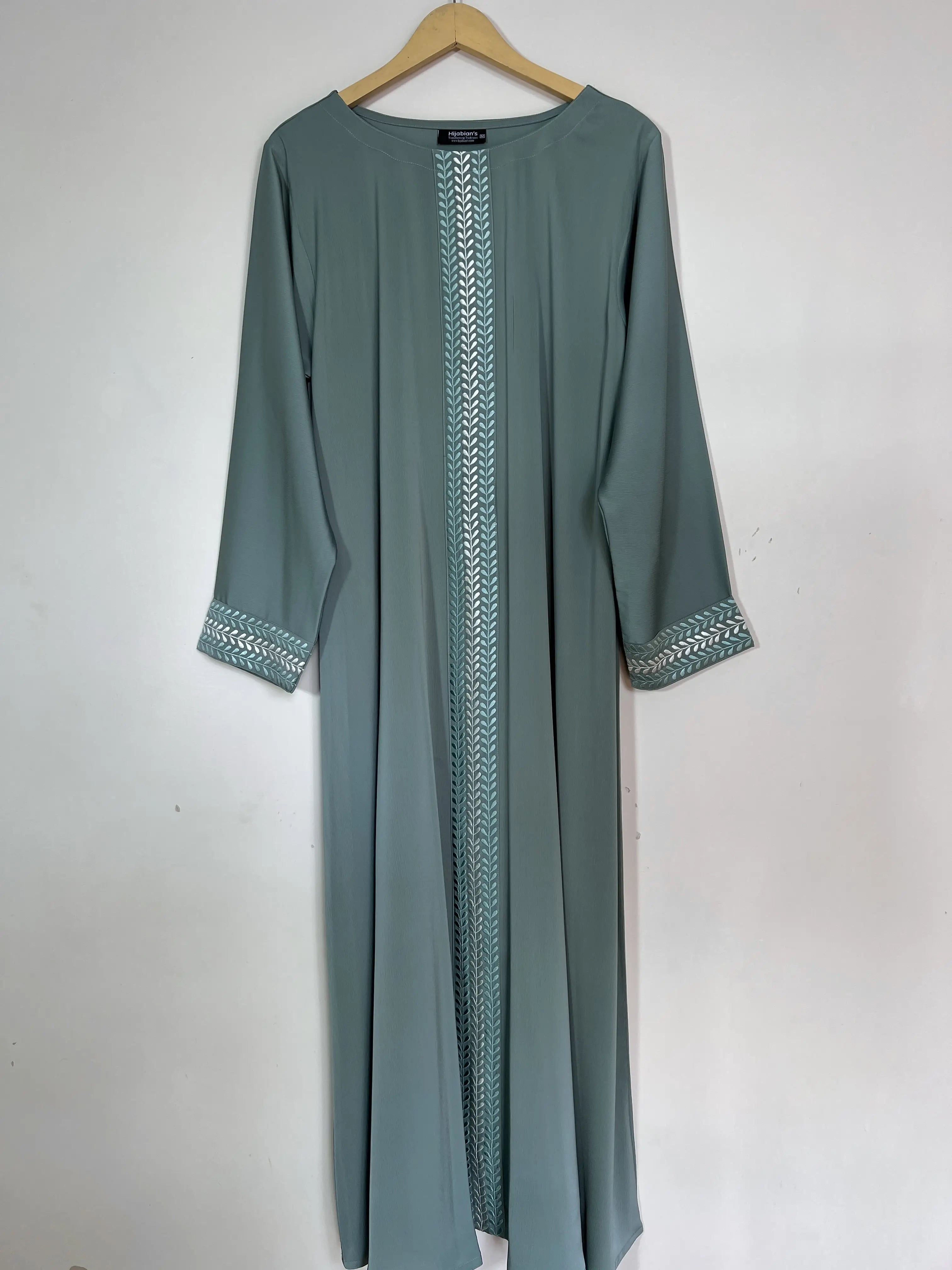 Sage Green  - Panel Embroidery Abaya HJ1494