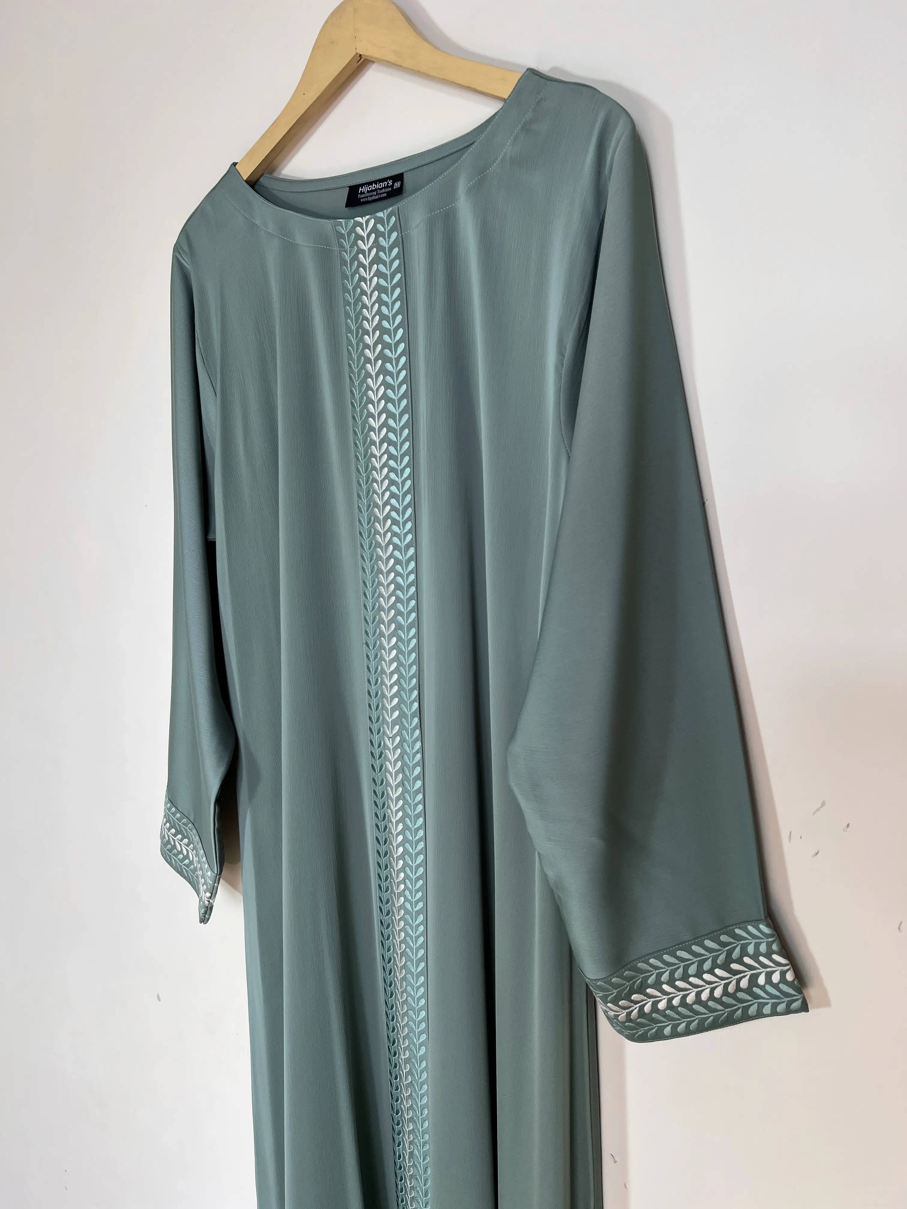 Sage Green  - Panel Embroidery Abaya HJ1494