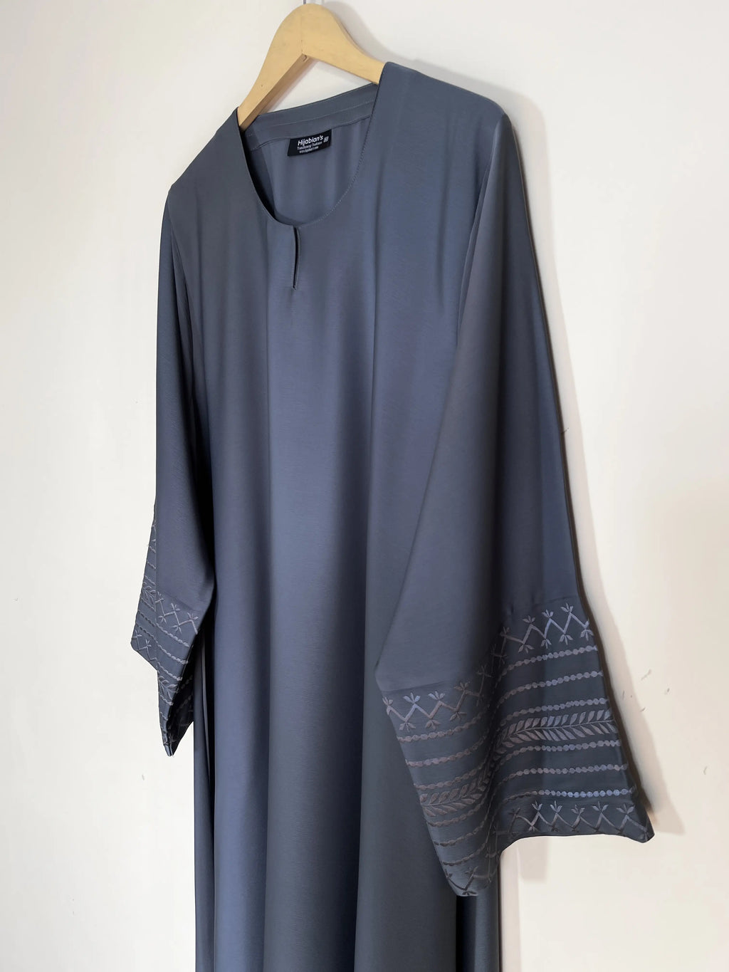 Slate Grey - Trail Embroidery Abaya HJ1536