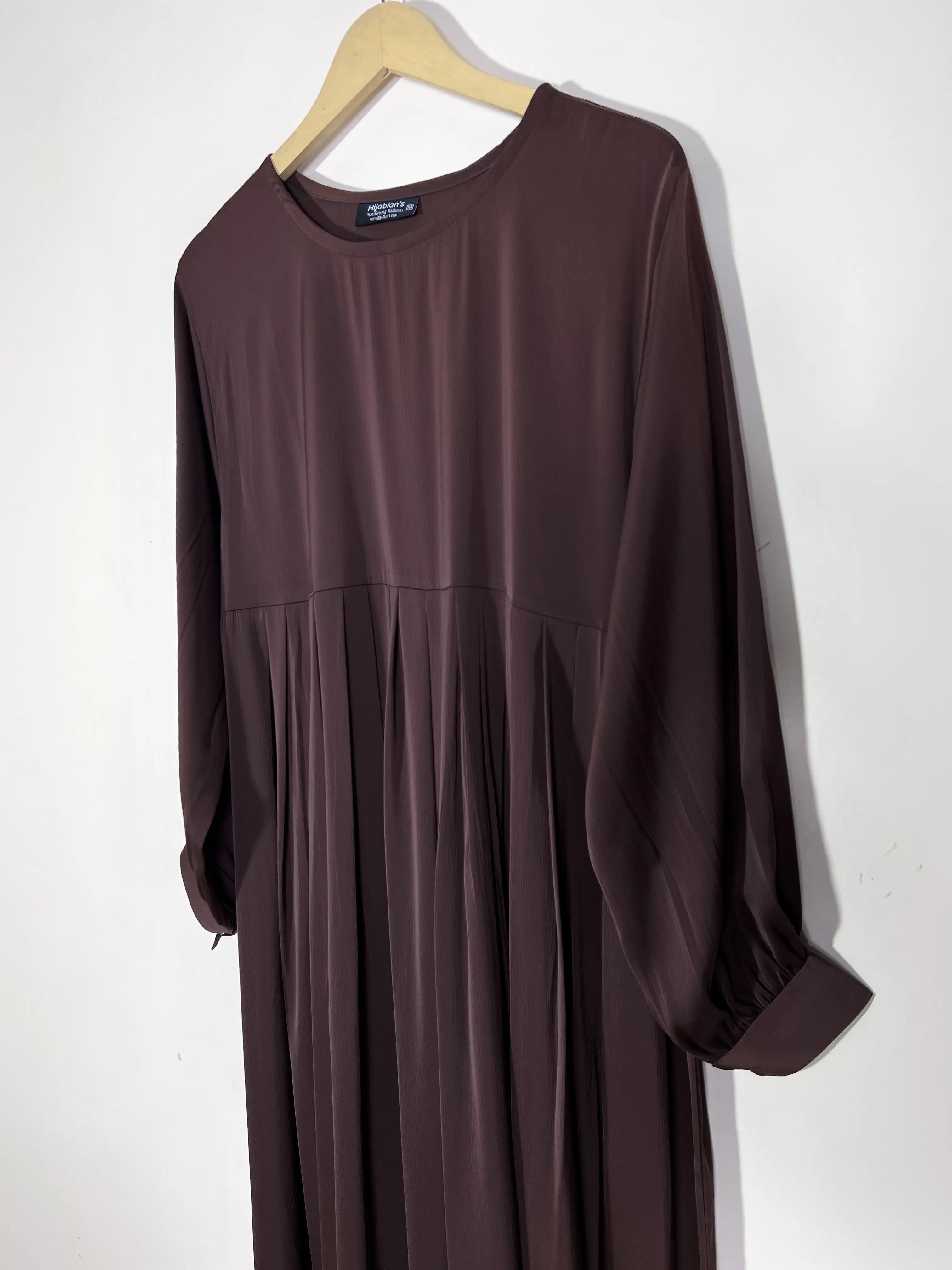 Brown - Pleated Abaya HJ1509