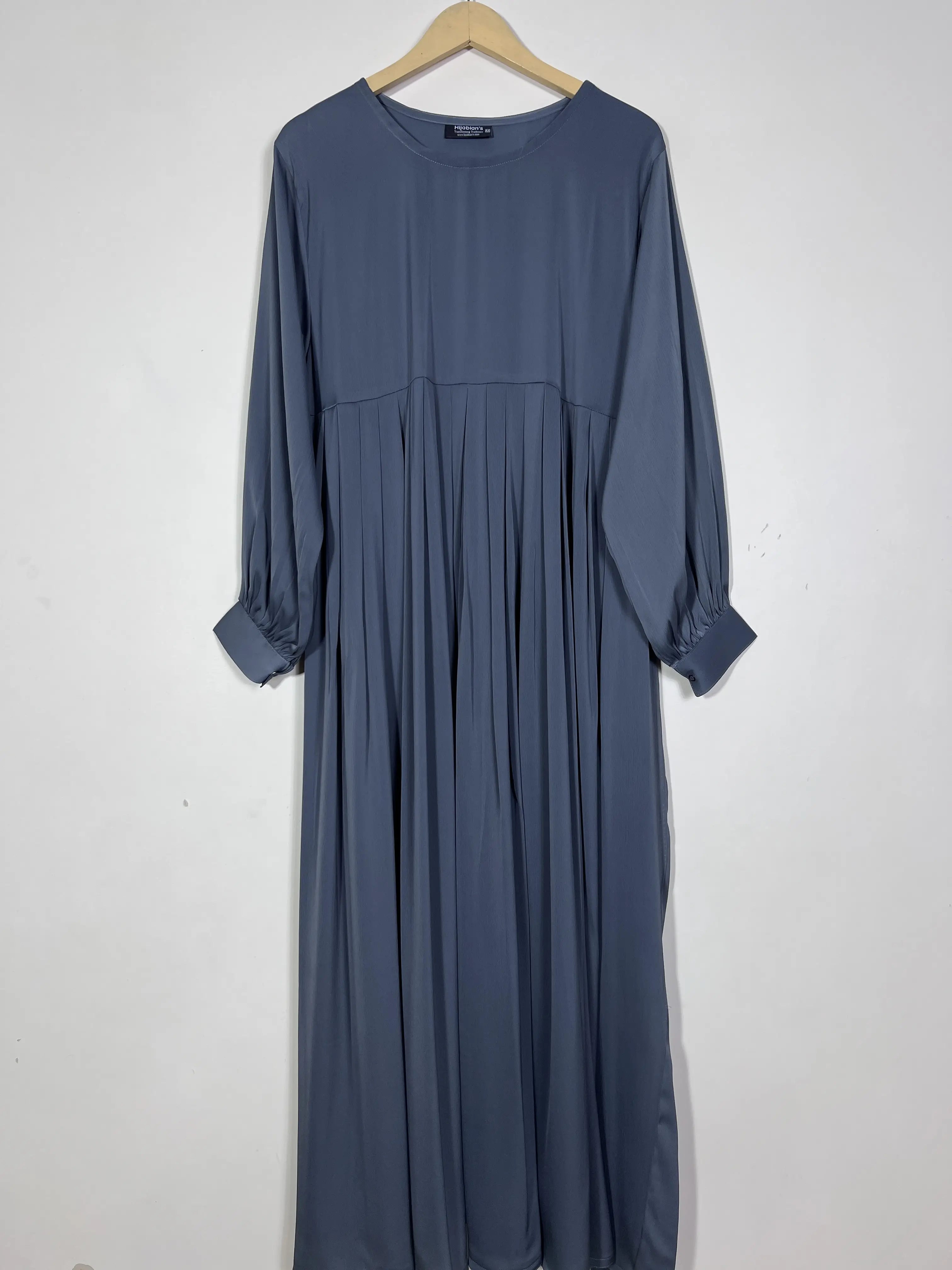 Slate Grey - Pleated Abaya HJ1510