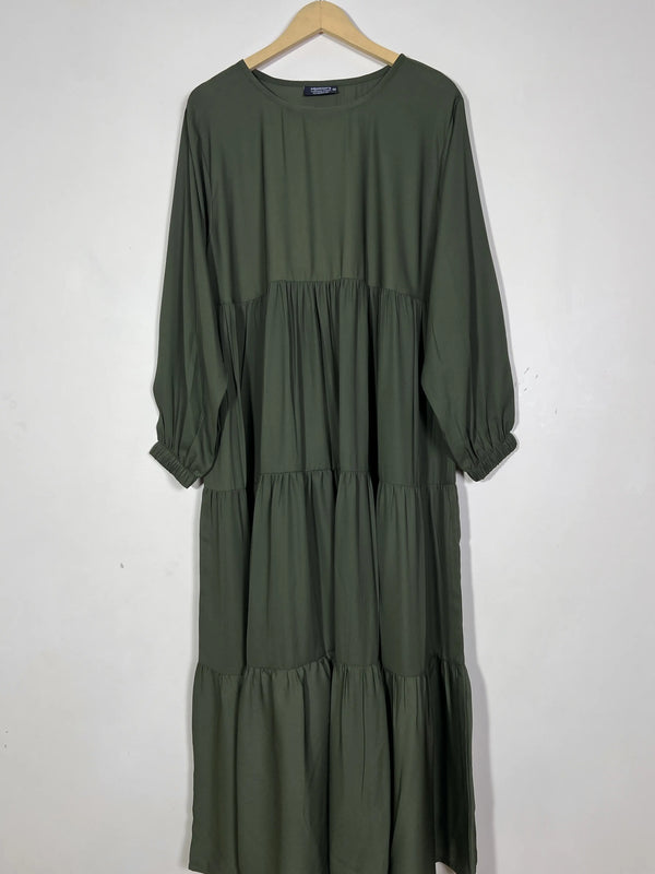 Olive Green - Frill Maxi Abaya HJ1496