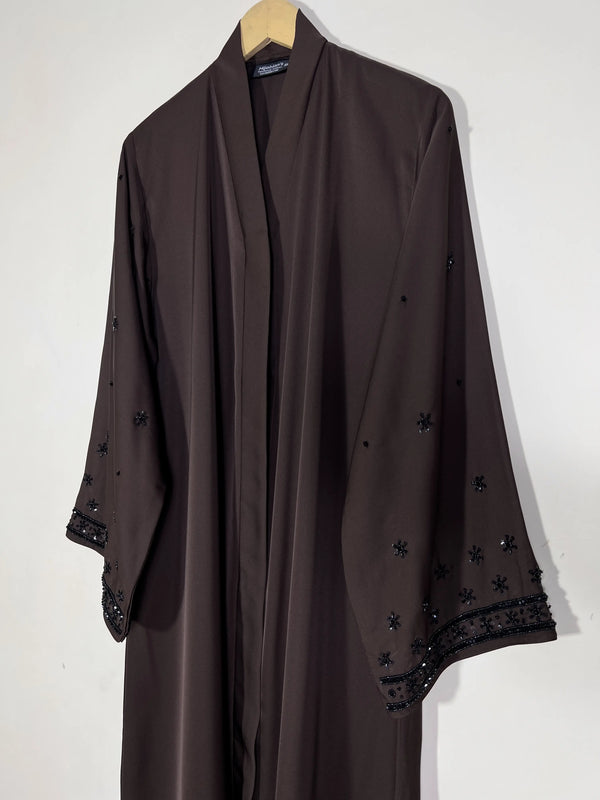 Deep Brown - Crown of Elegance Abaya HJ1522