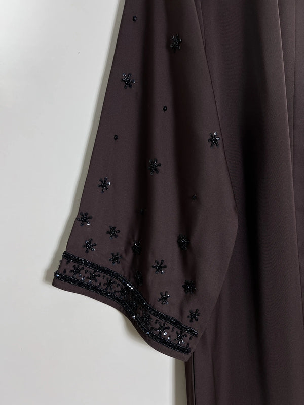 Deep Brown - Crown of Elegance Abaya HJ1522