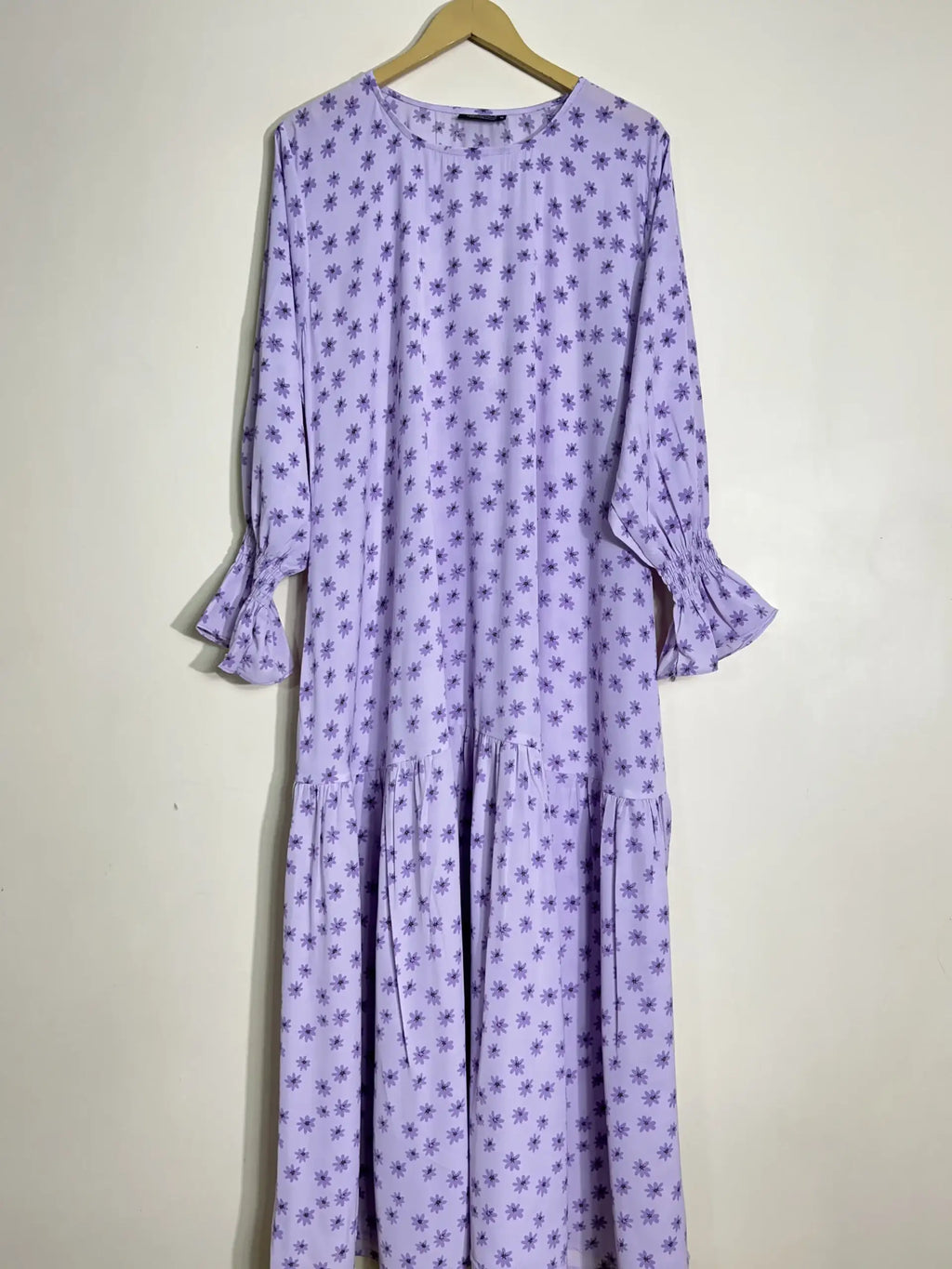 Lilac - Smoke Sleeves Frill Abaya HJ1136