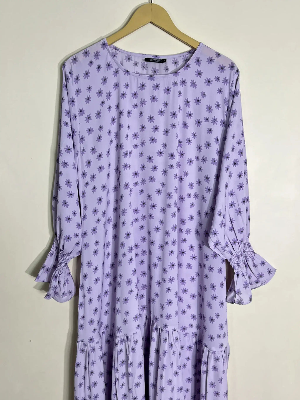 Lilac - Smoke Sleeves Frill Abaya HJ1136