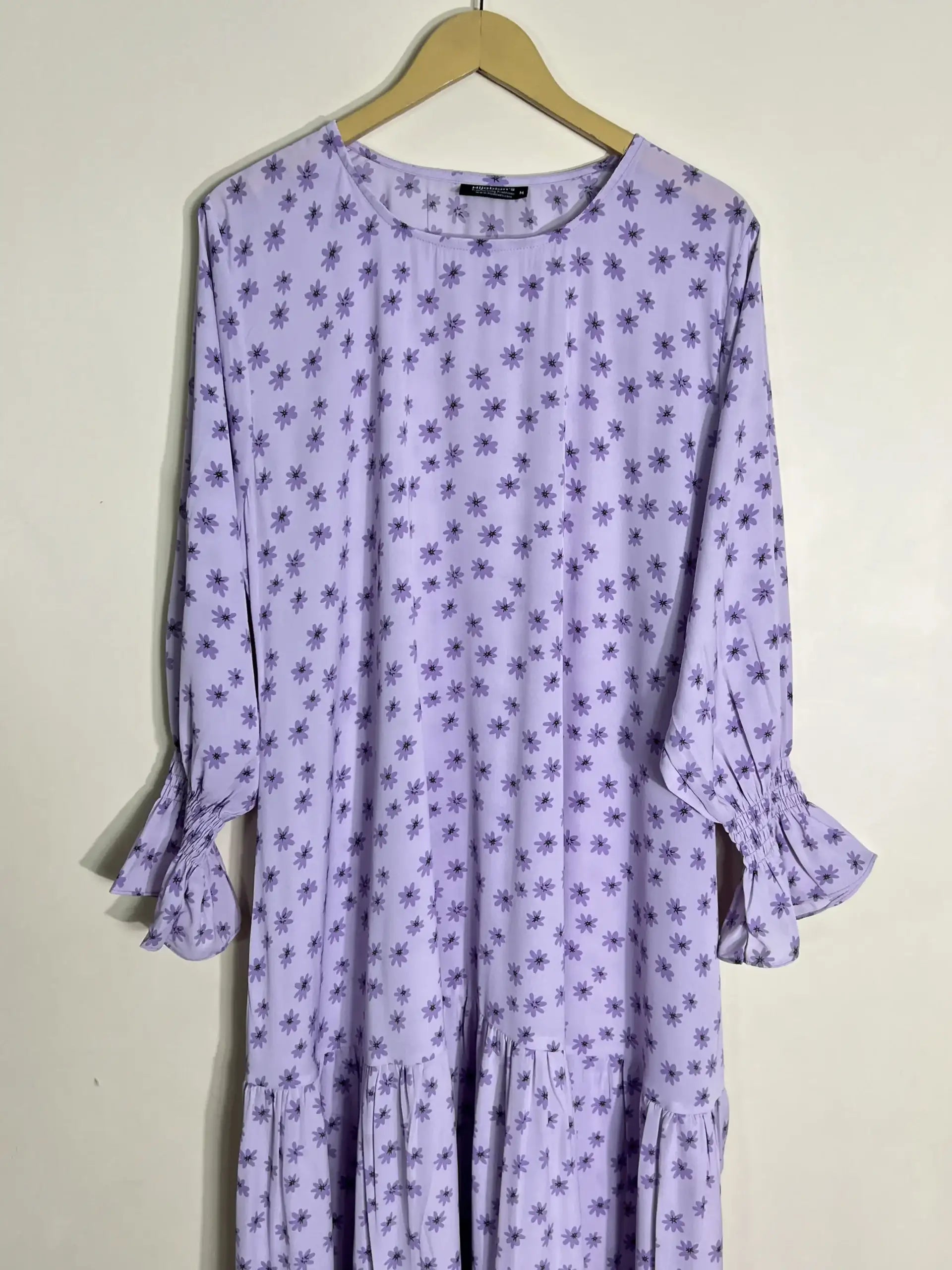 Lilac - Smoke Sleeves Frill Abaya HJ1136