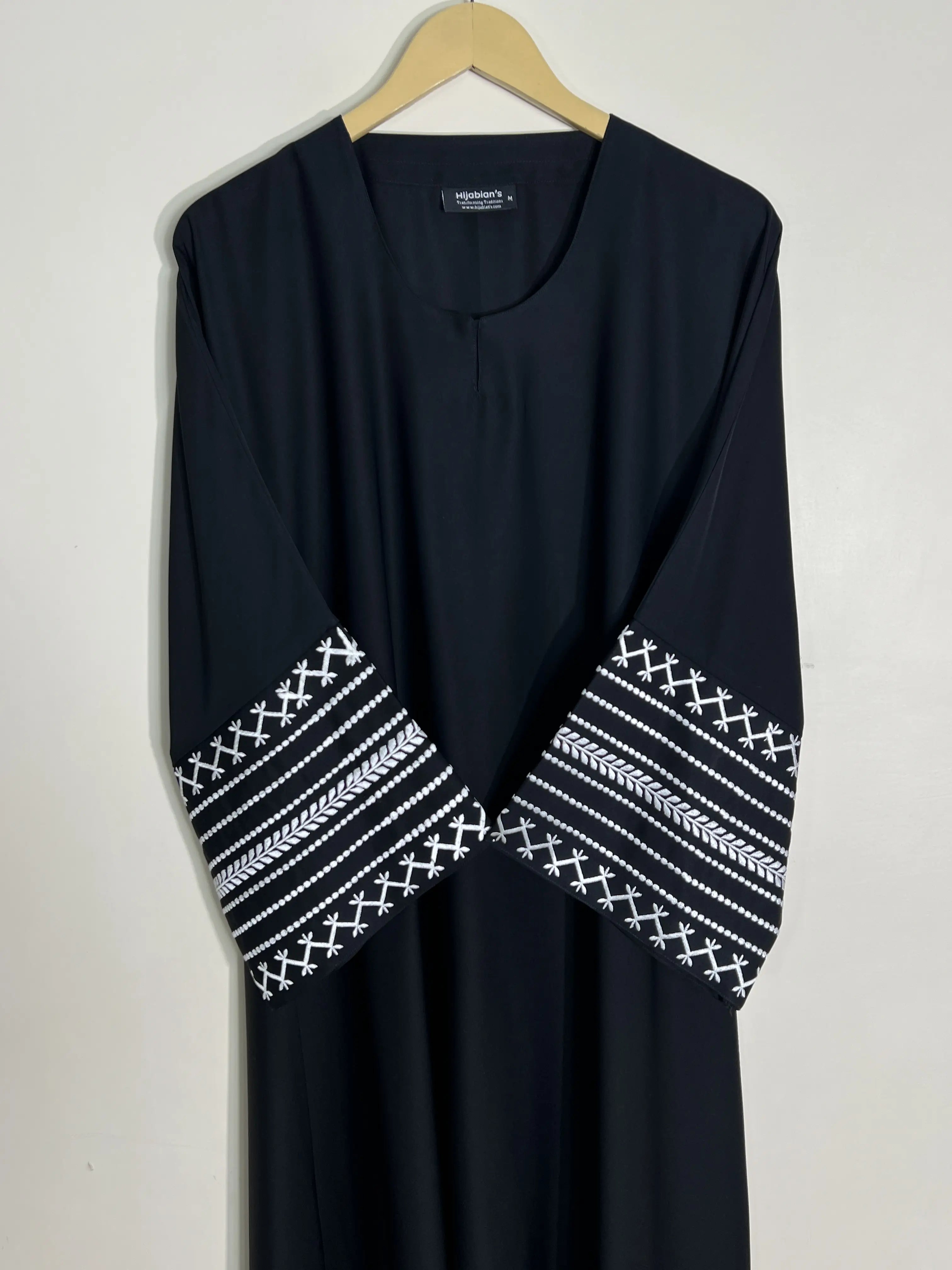 Black - Trail Embroidery Abaya HJ1424 Secondary image