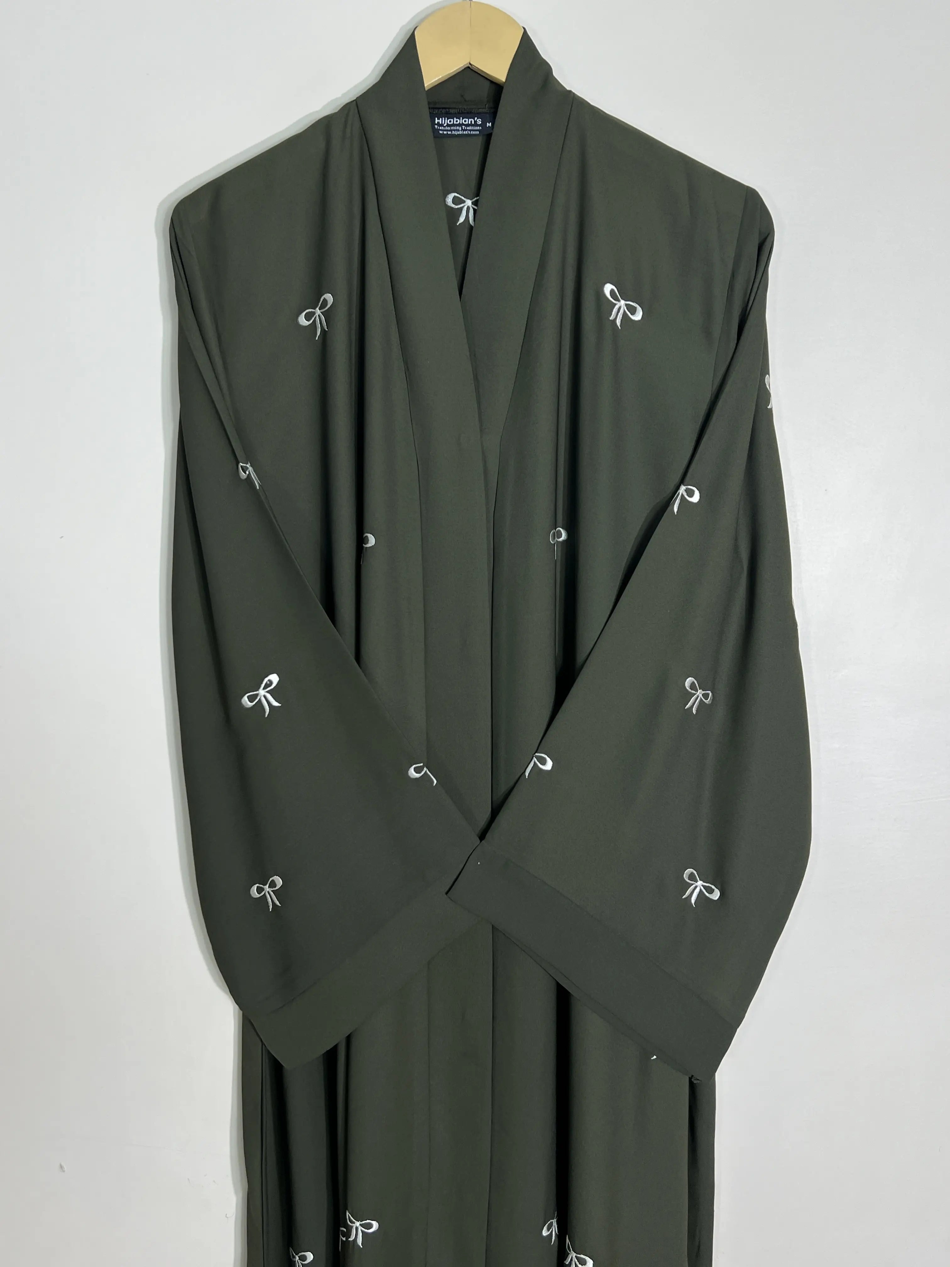 Olive Green - Classic Bow Abaya HJ1459