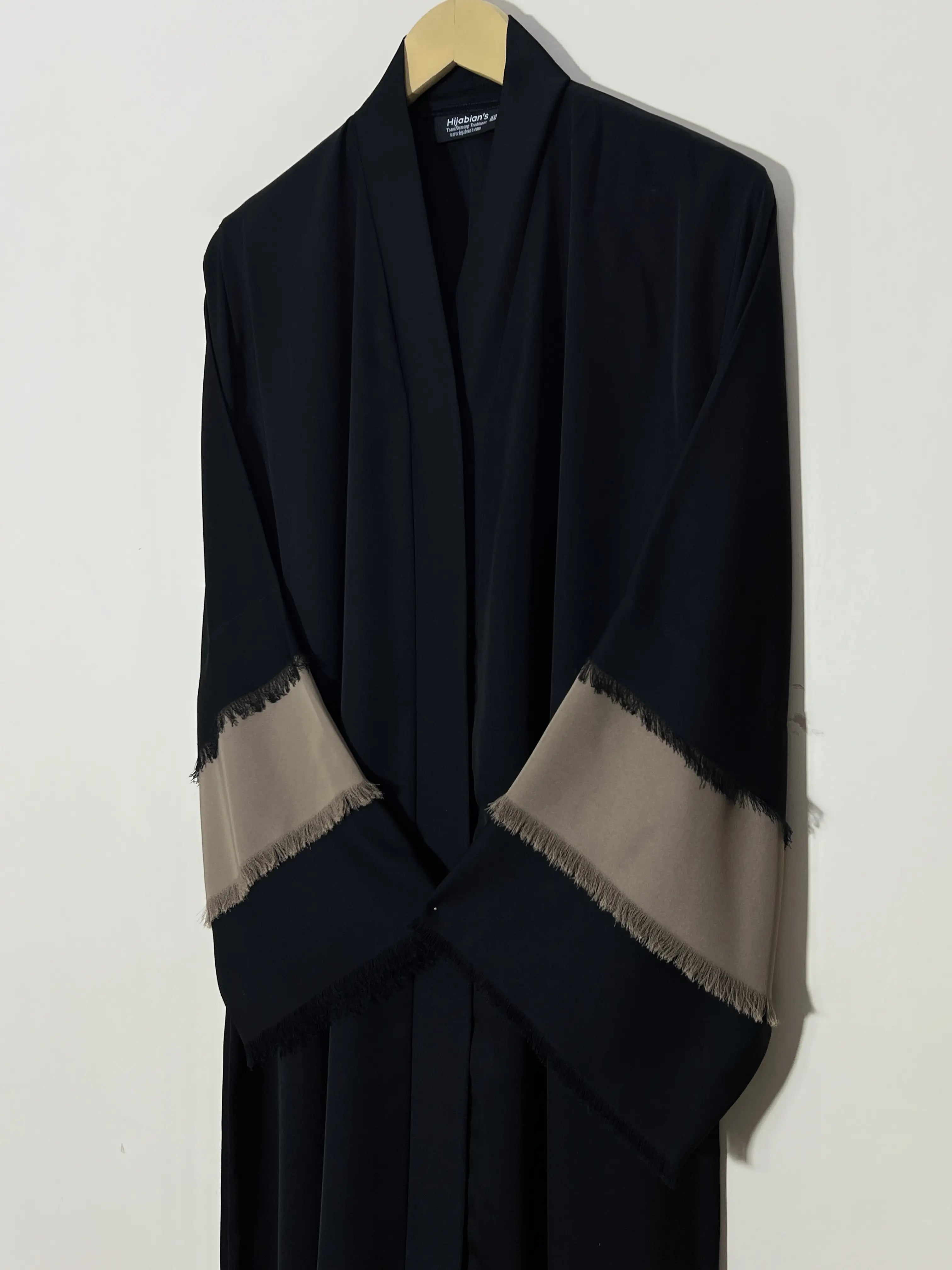 Fray of Serenity Abaya - Beige Contrast HJ1543 Secondary image