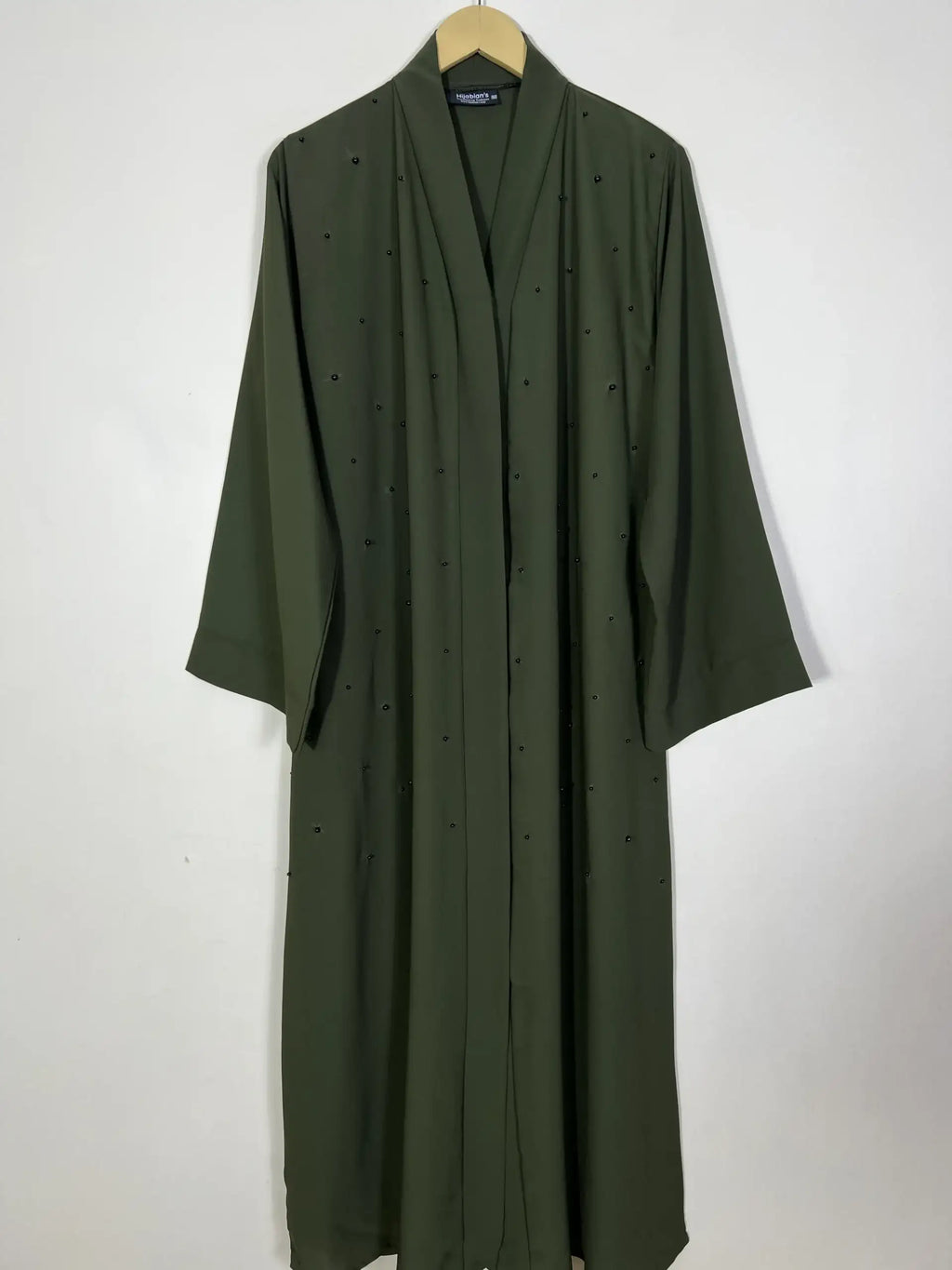 Olive Green - Pearls Adorned Classic Abaya HJ1141