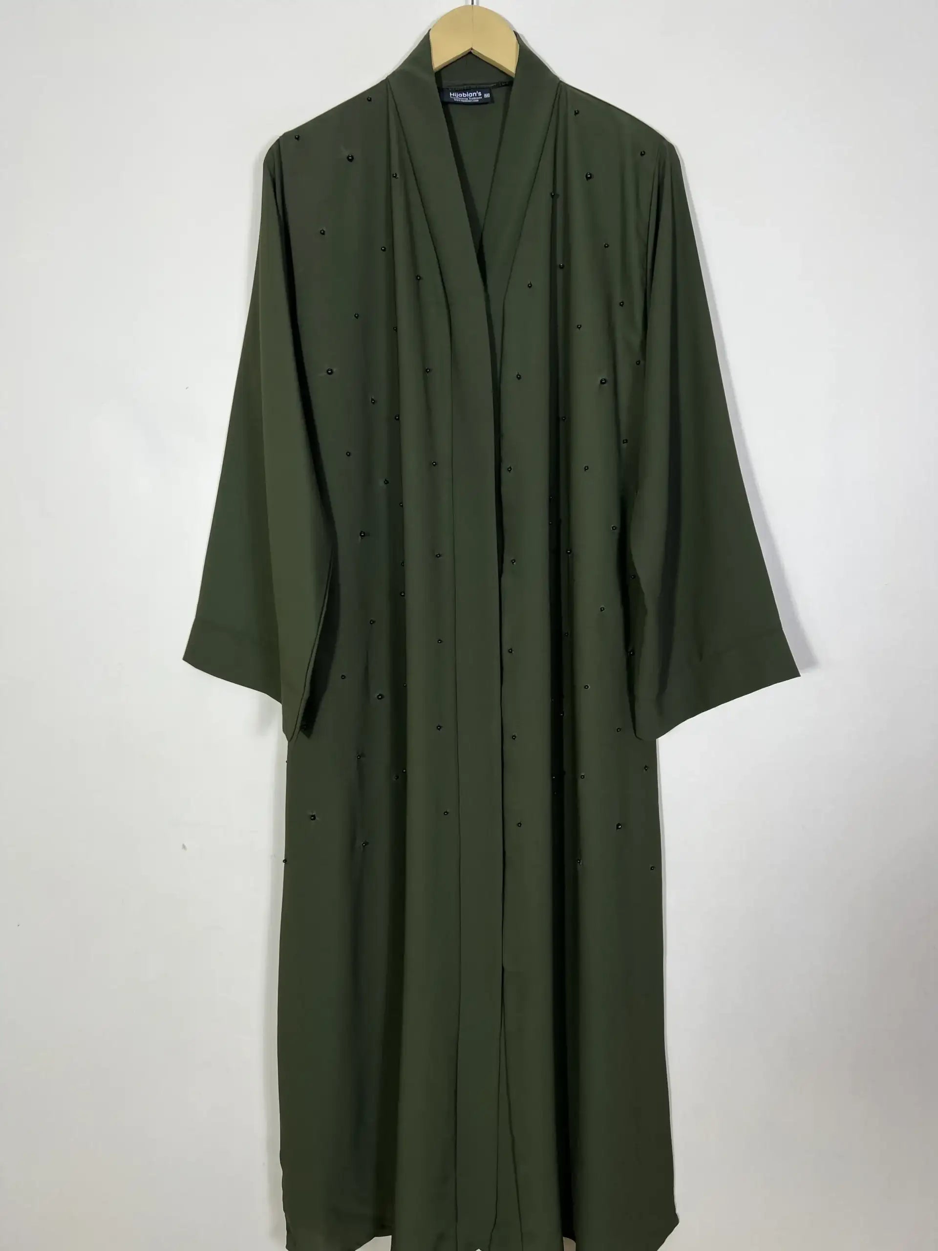 Olive Green - Pearls Adorned Classic Abaya HJ1141