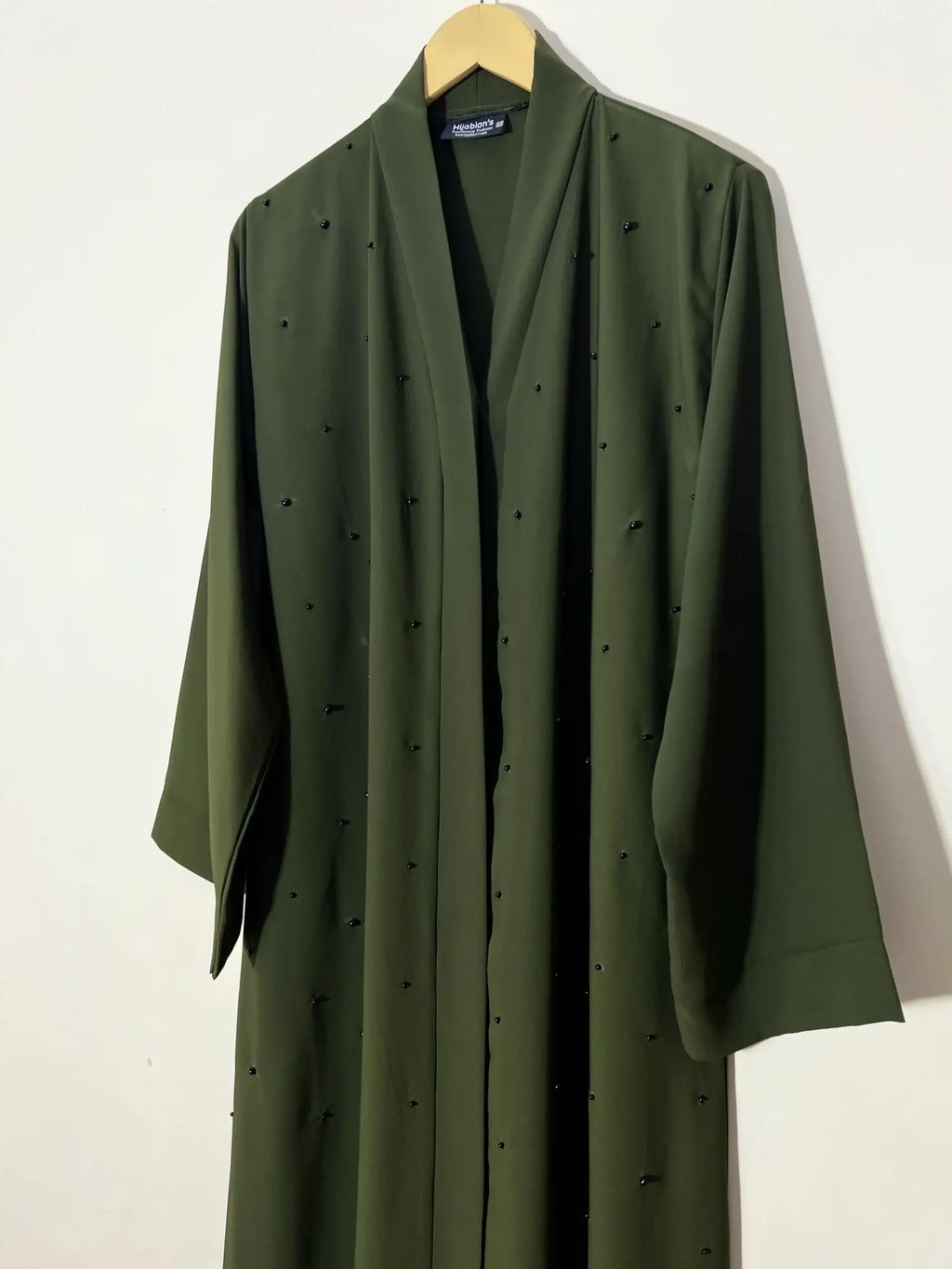 Olive Green - Pearls Adorned Classic Abaya HJ1141