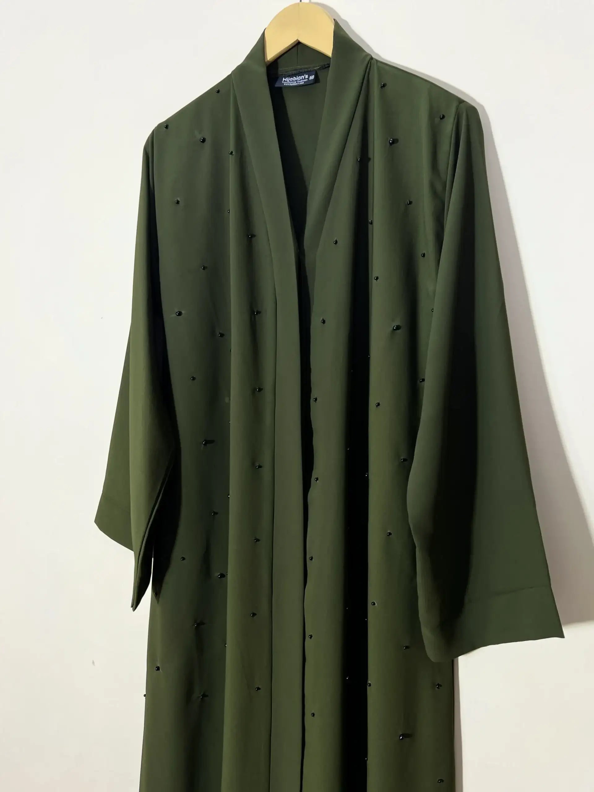 Olive Green - Pearls Adorned Classic Abaya HJ1141