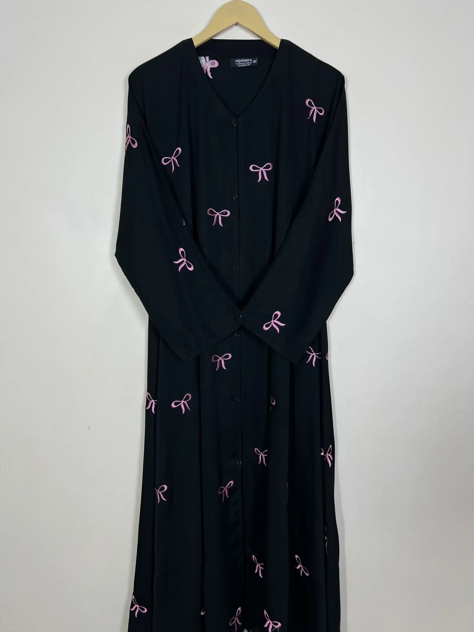 Pink - Front Open Bow Abaya HJ1137